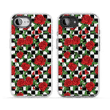 Checkered Pattern & Red Roses
