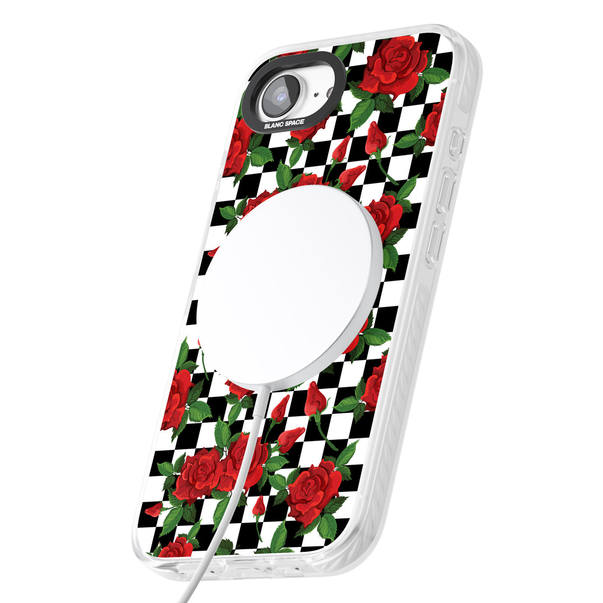 Checkered Pattern & Red Roses