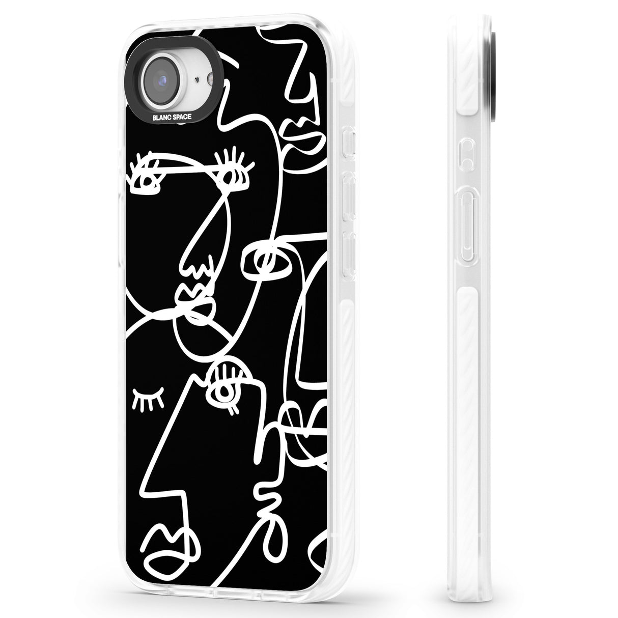 Abstract Continuous Line Faces White on Black
