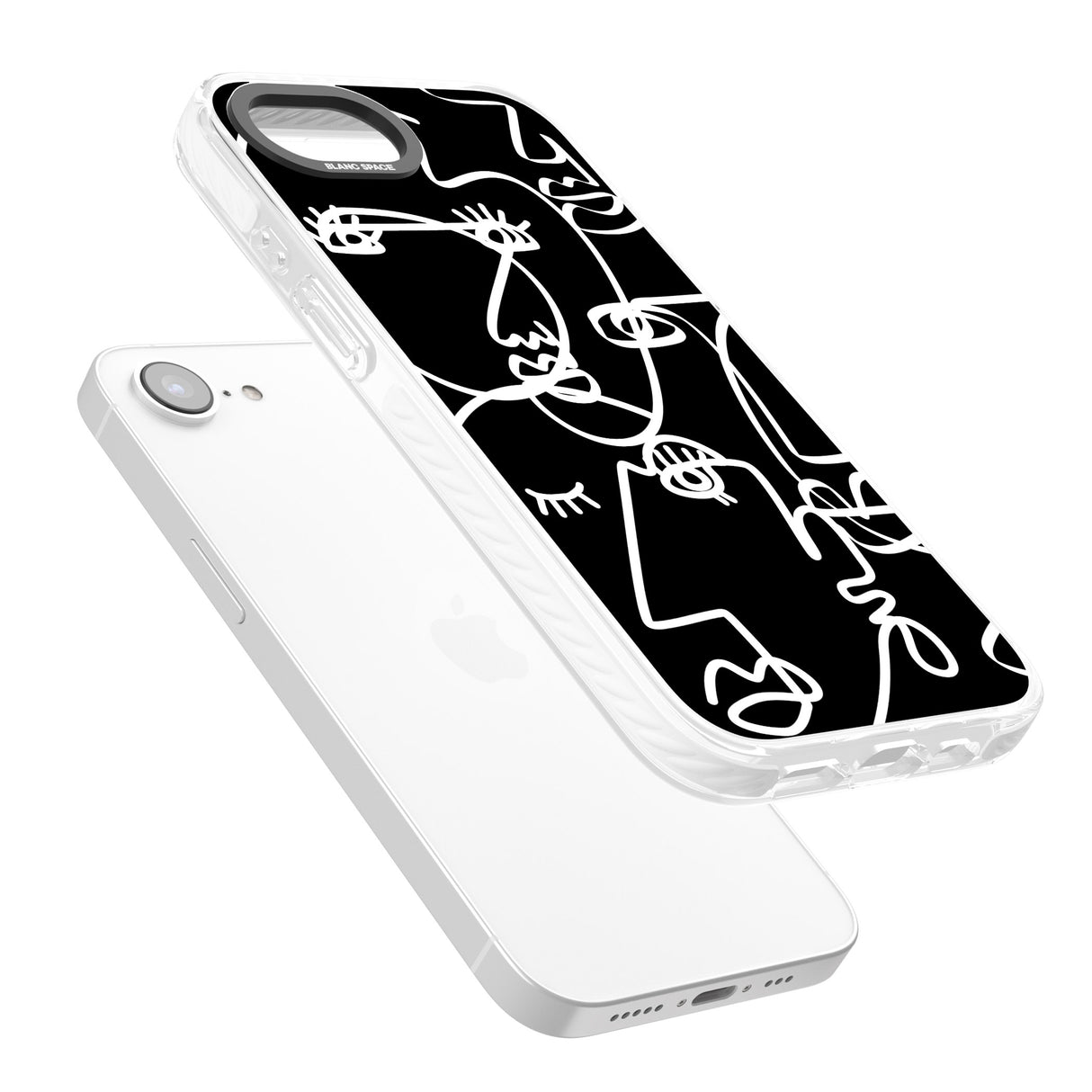 Abstract Continuous Line Faces White on Black