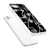 Abstract Continuous Line Faces White on Black