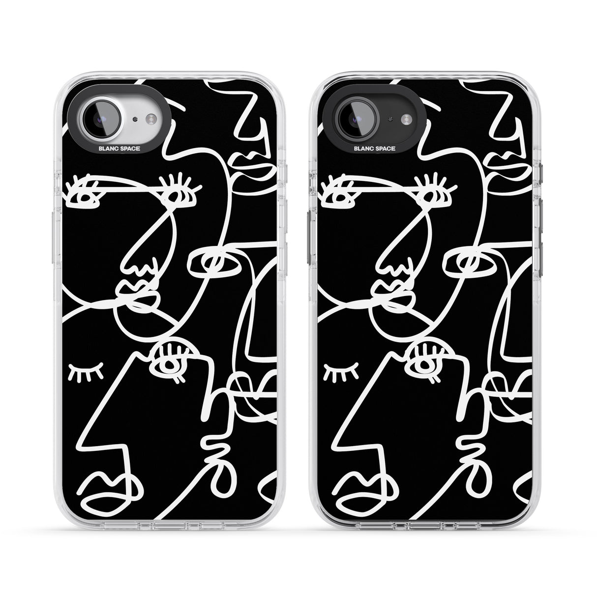 Abstract Continuous Line Faces White on Black