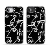 Abstract Continuous Line Faces White on Black