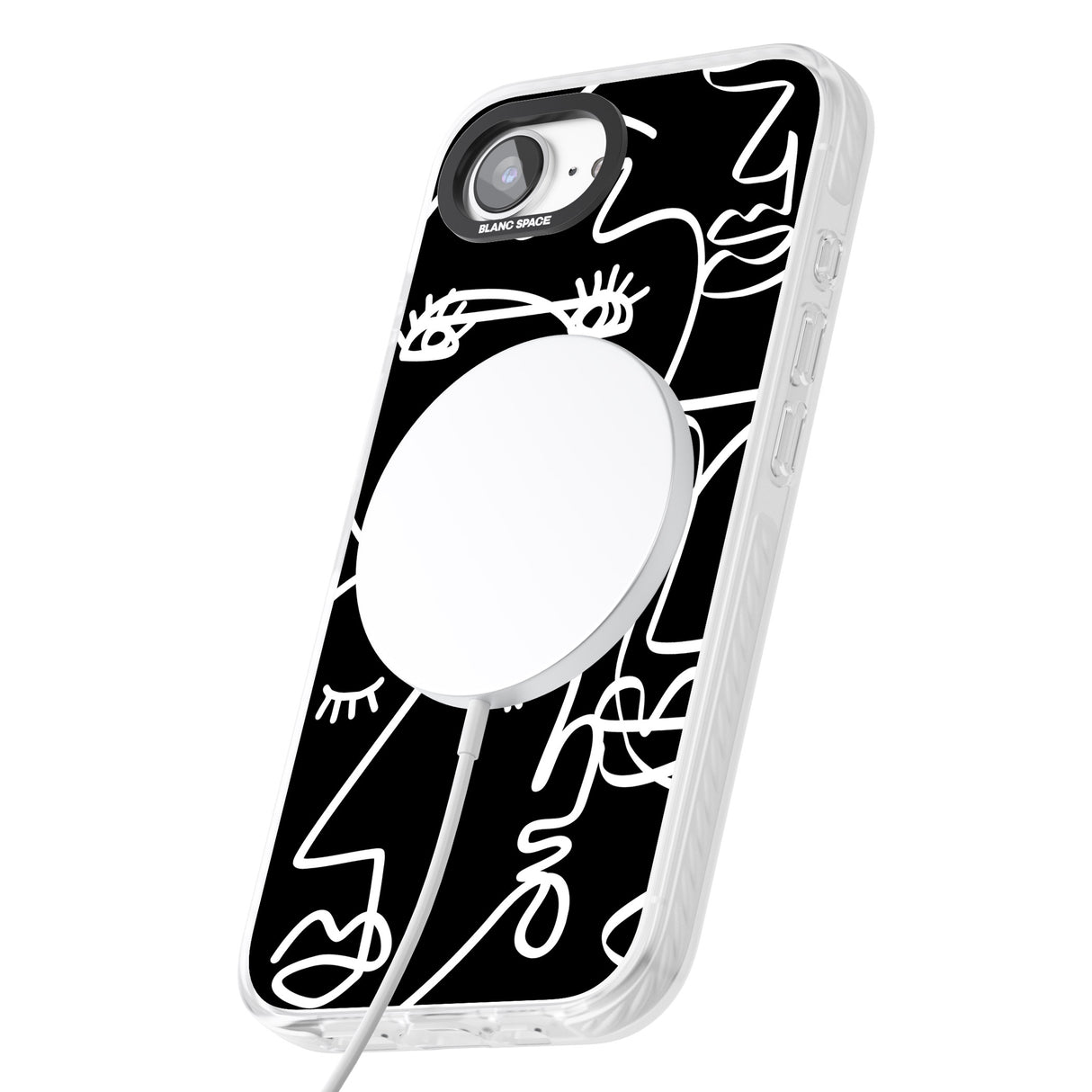 Abstract Continuous Line Faces White on Black