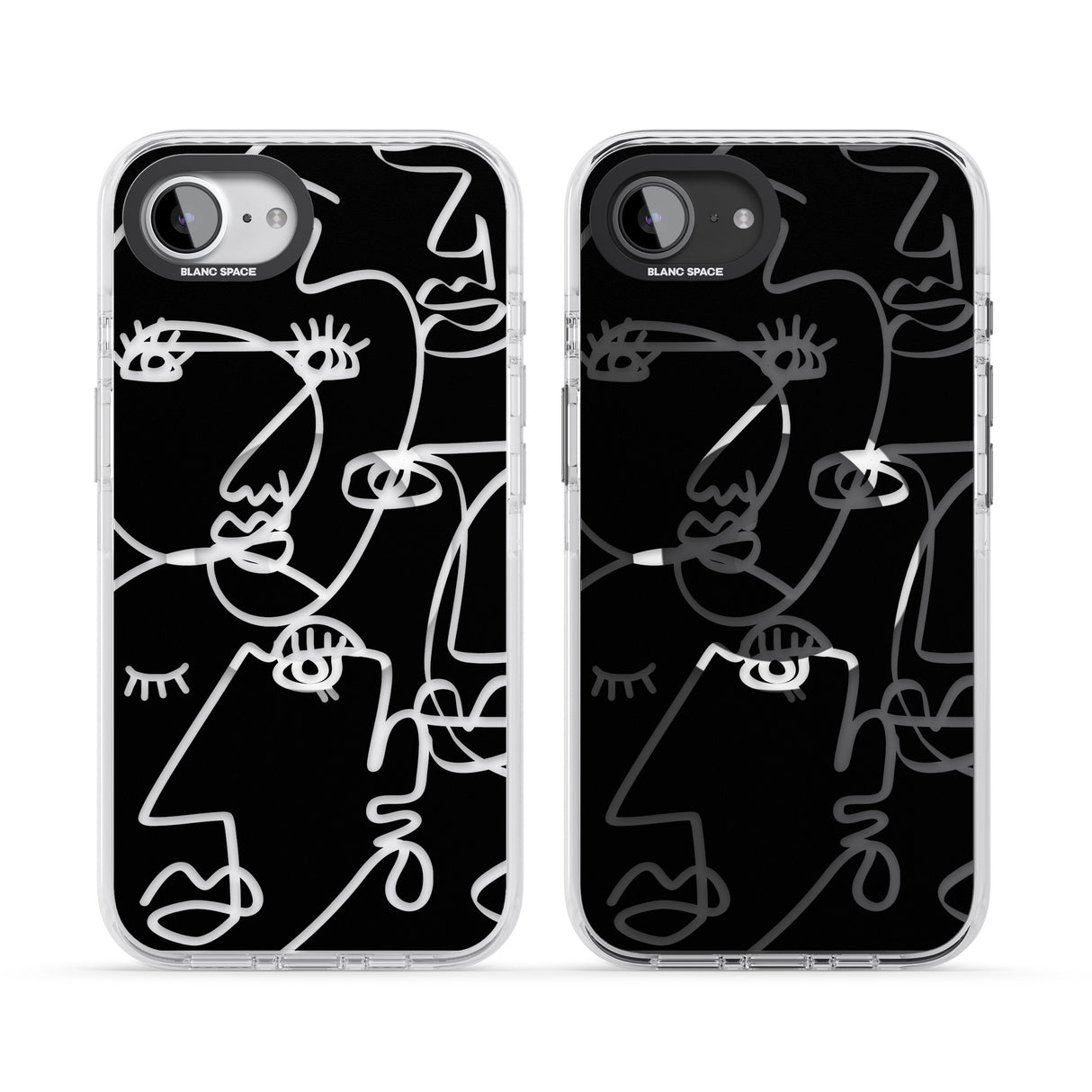 Abstract Continuous Line Faces Clear on Black