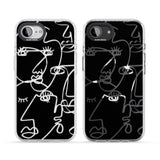 Abstract Continuous Line Faces Clear on Black