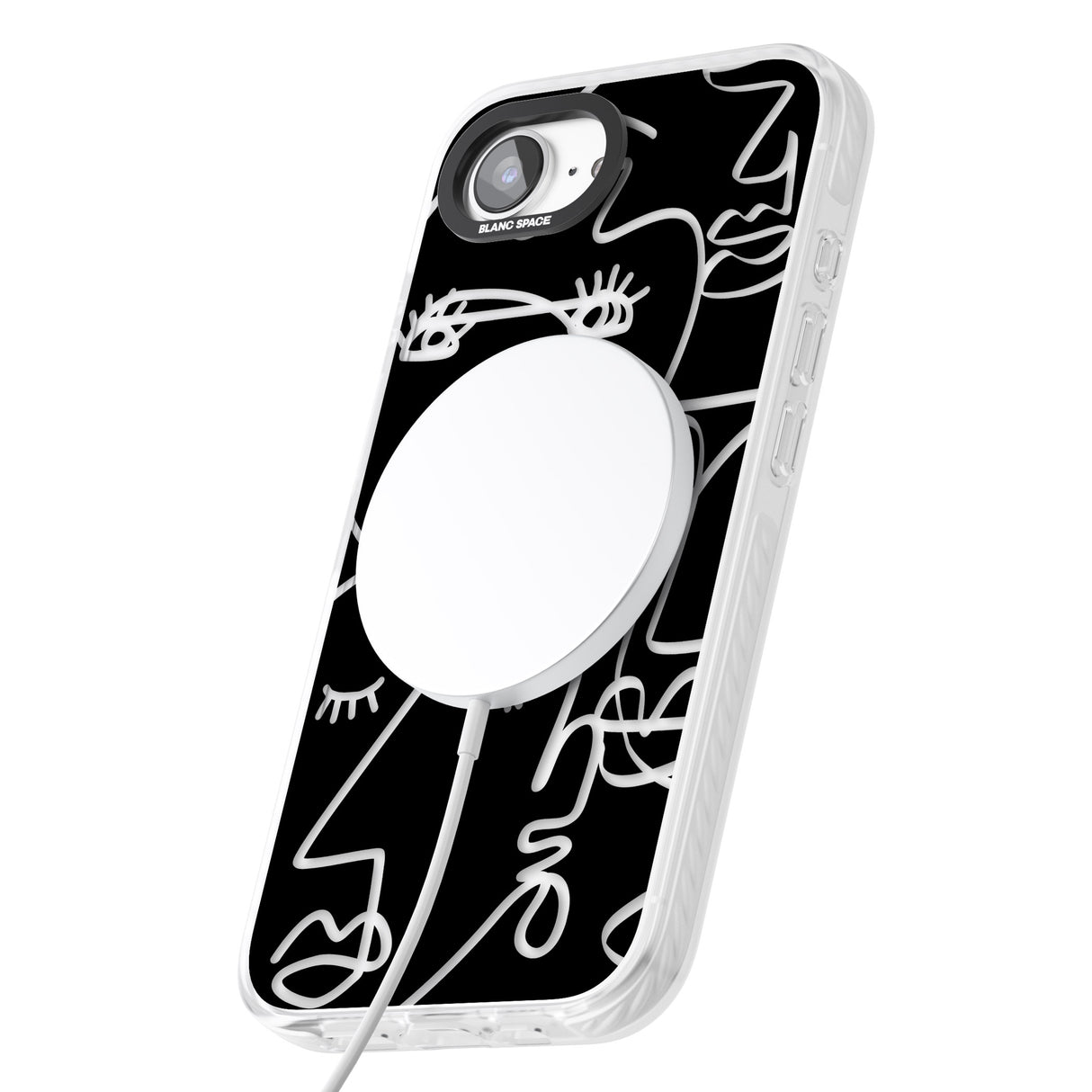 Abstract Continuous Line Faces Clear on Black