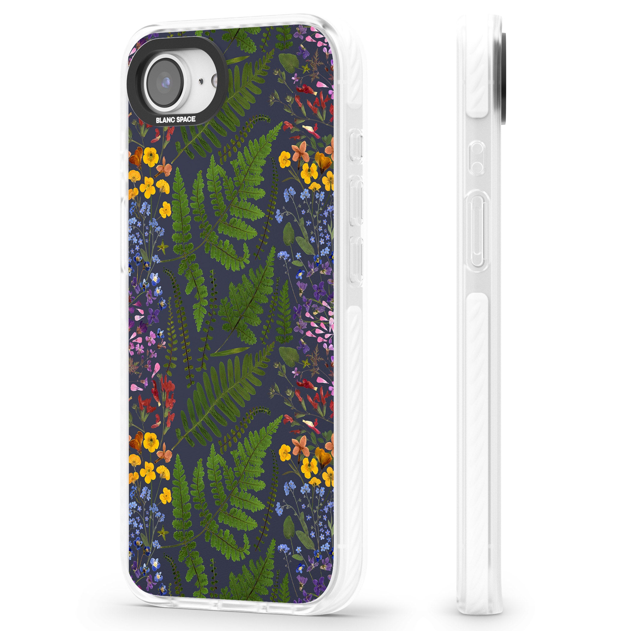 Busy Floral And Fern Design Navy