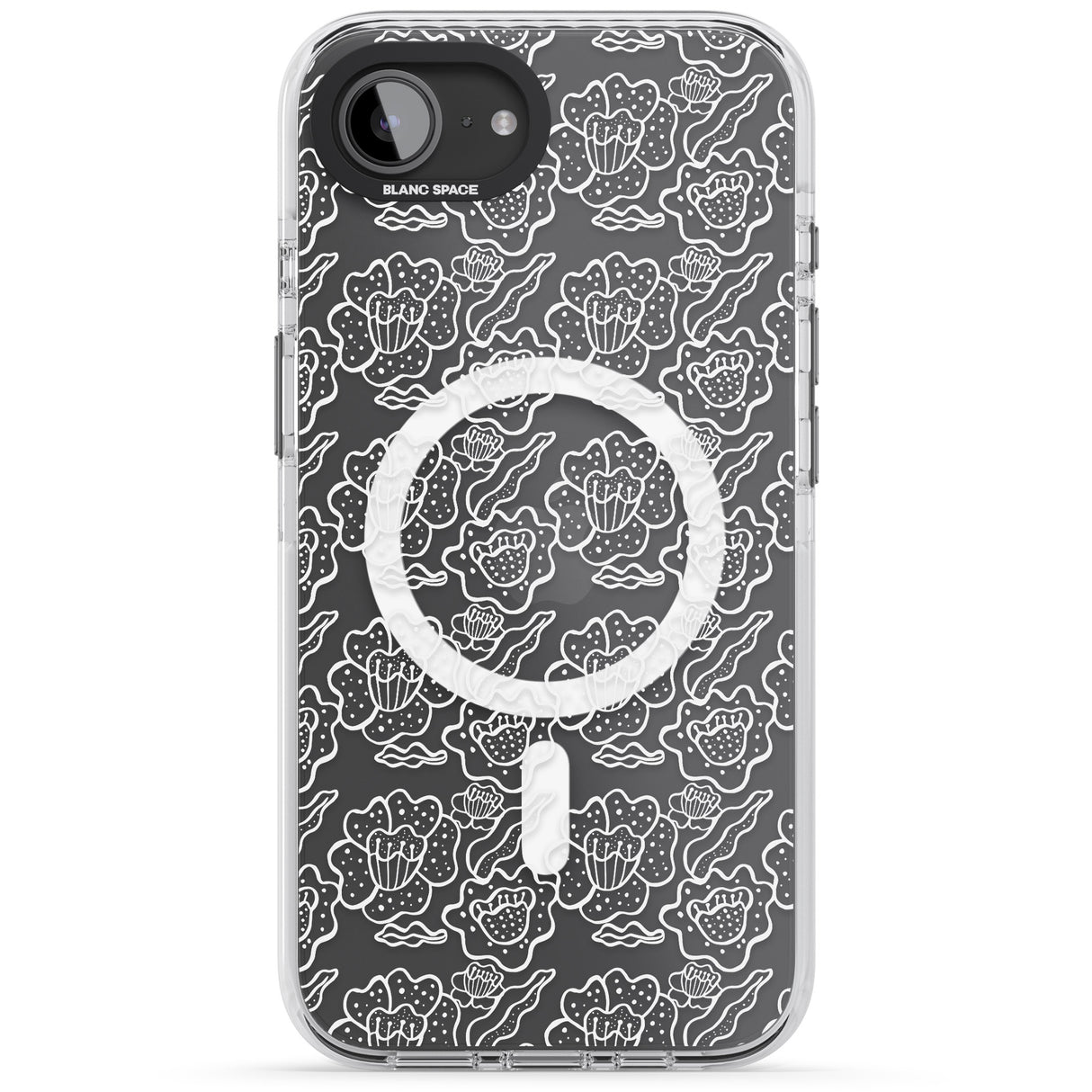 Funky Floral Patterns White on Clear