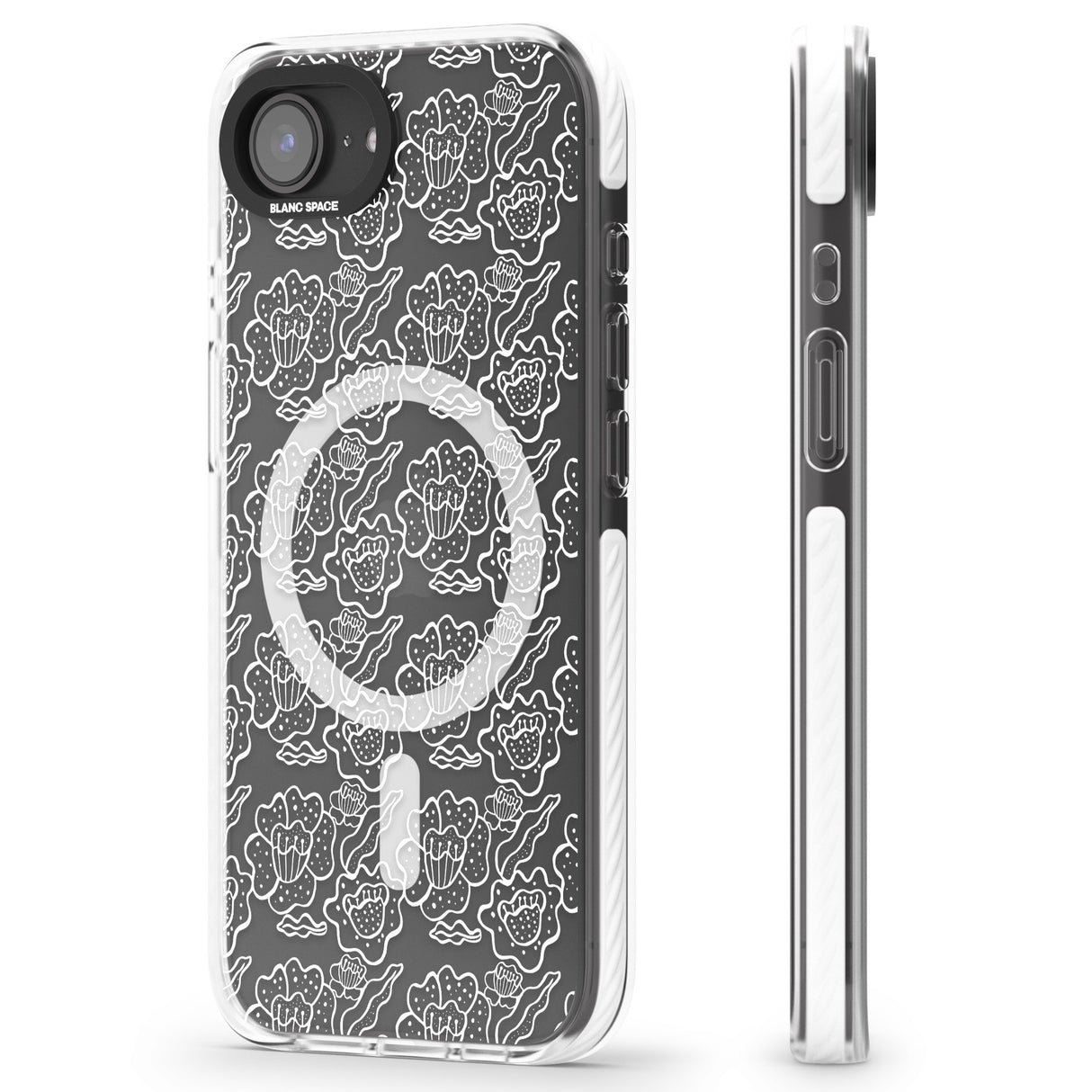 Funky Floral Patterns White on Clear