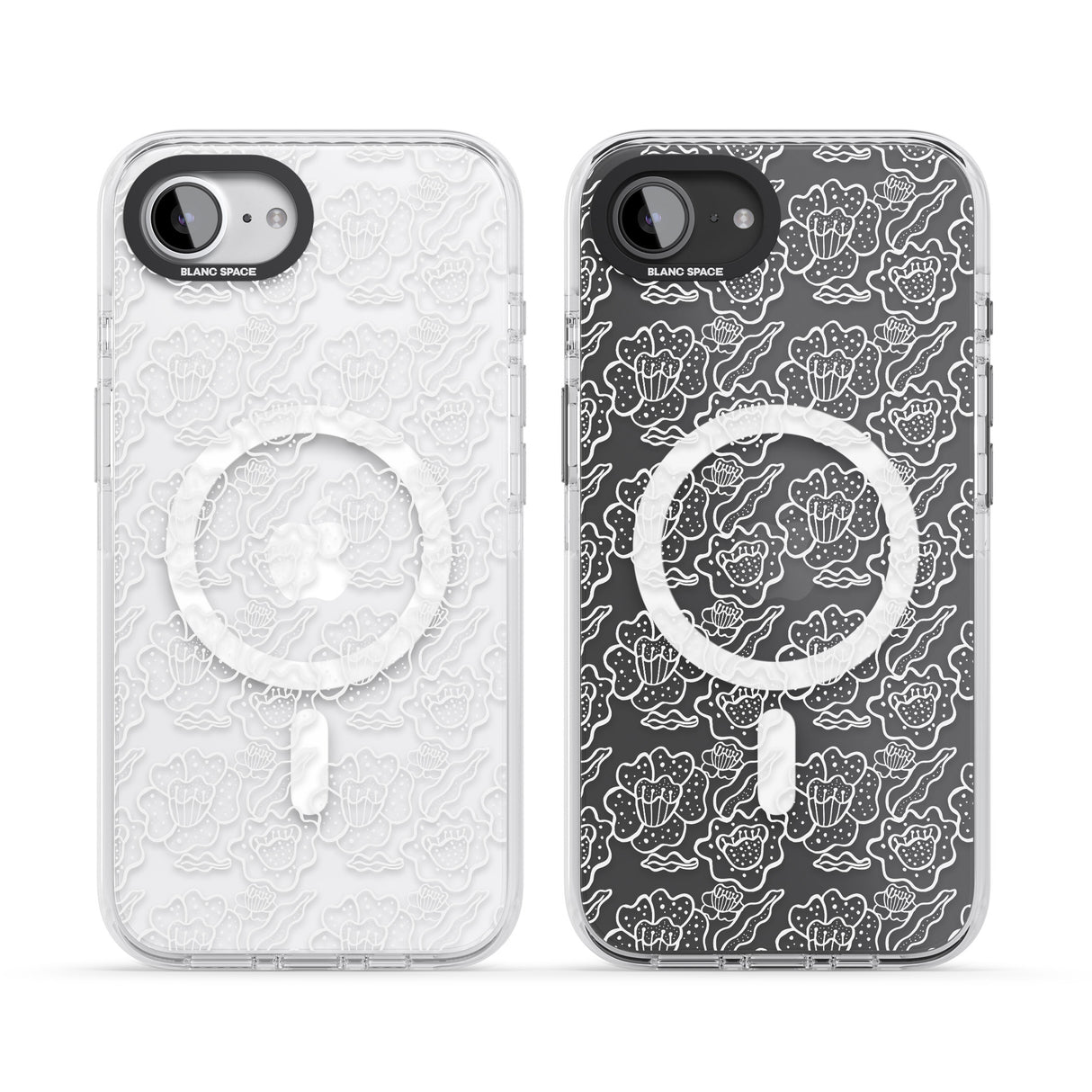 Funky Floral Patterns White on Clear
