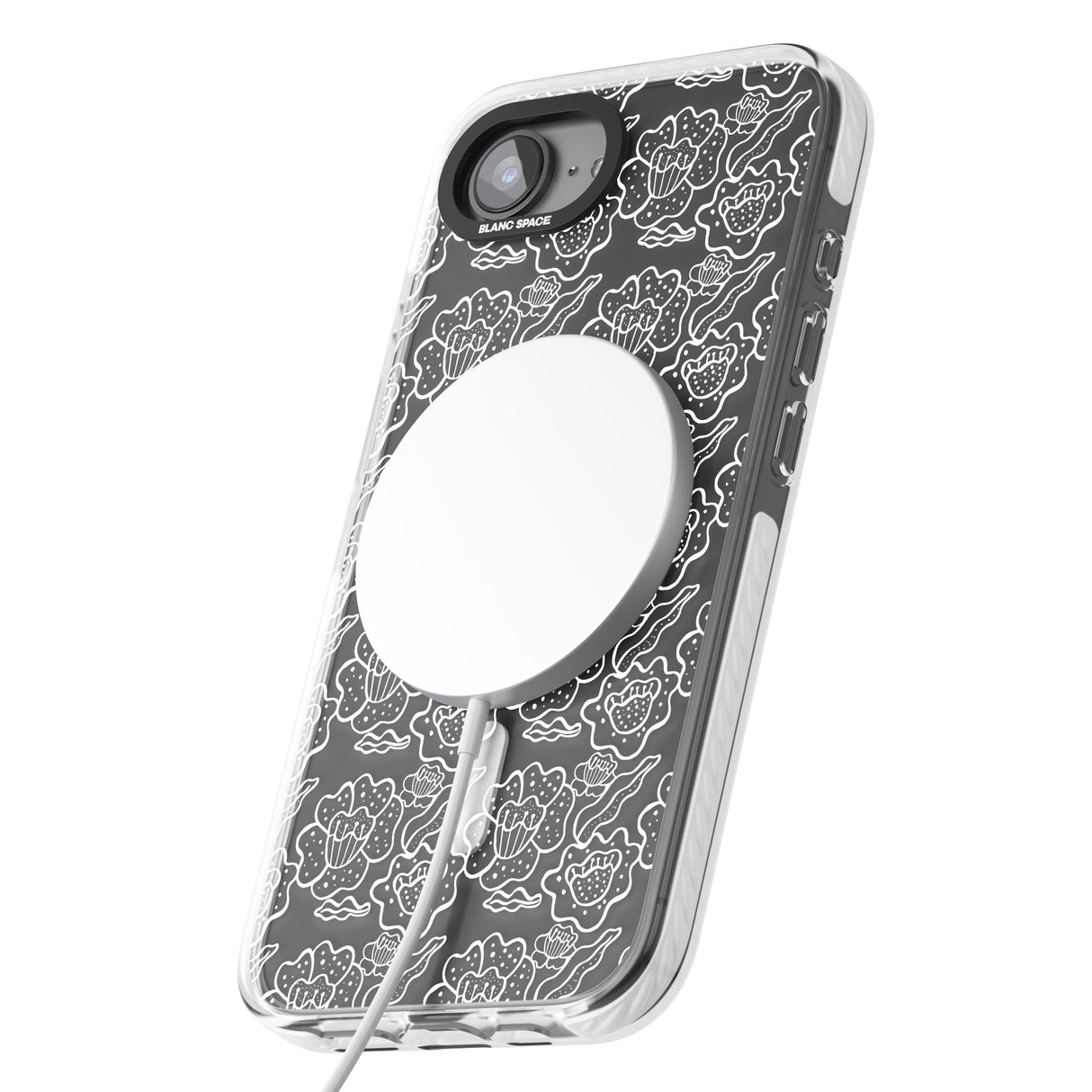 Funky Floral Patterns White on Clear