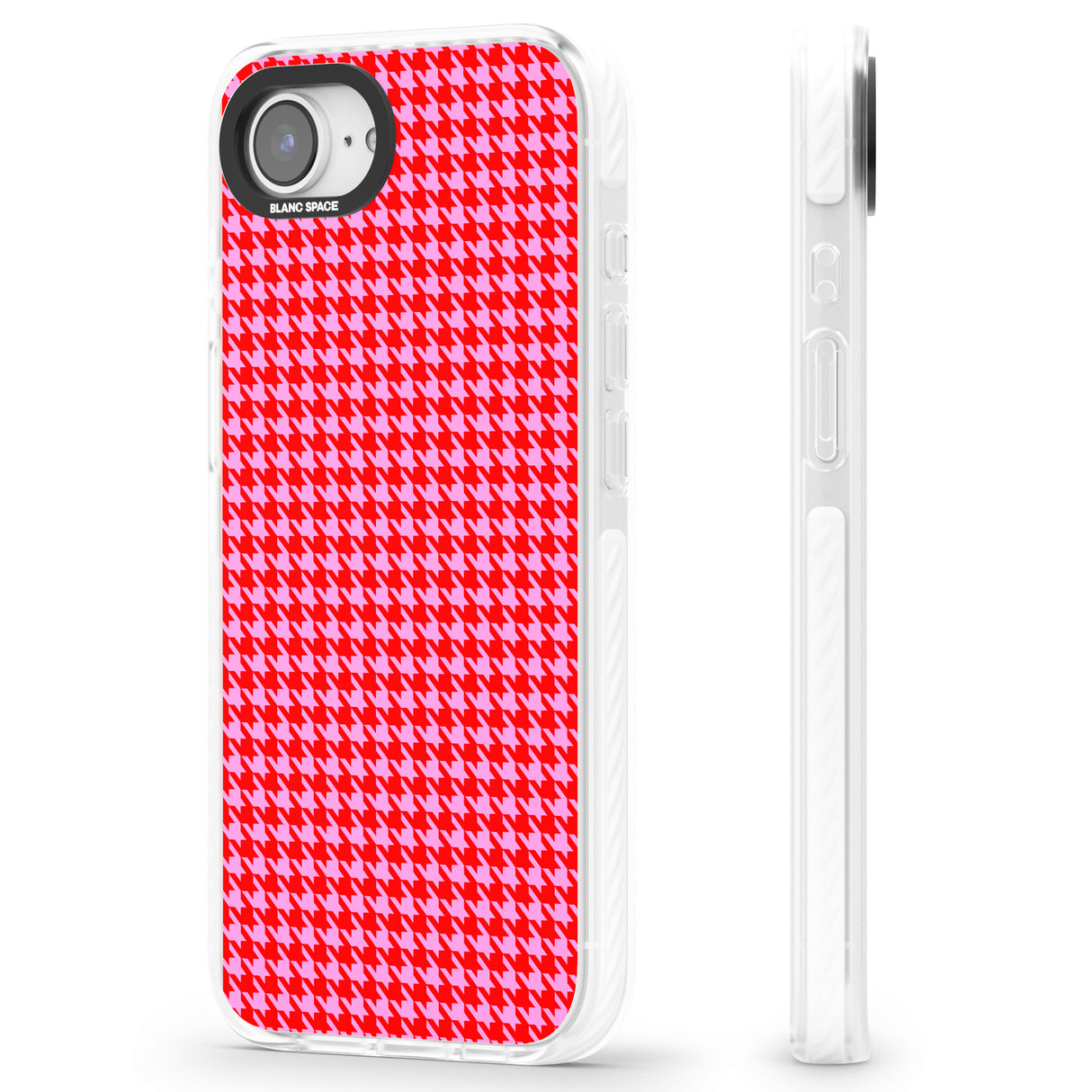Neon Pink & Red Houndstooth Pattern