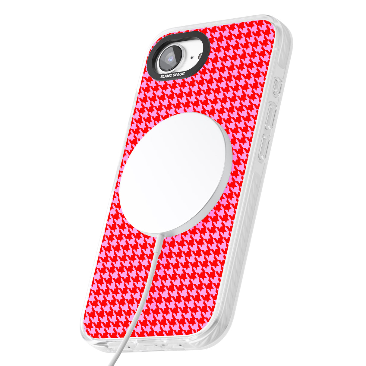 Neon Pink & Red Houndstooth Pattern