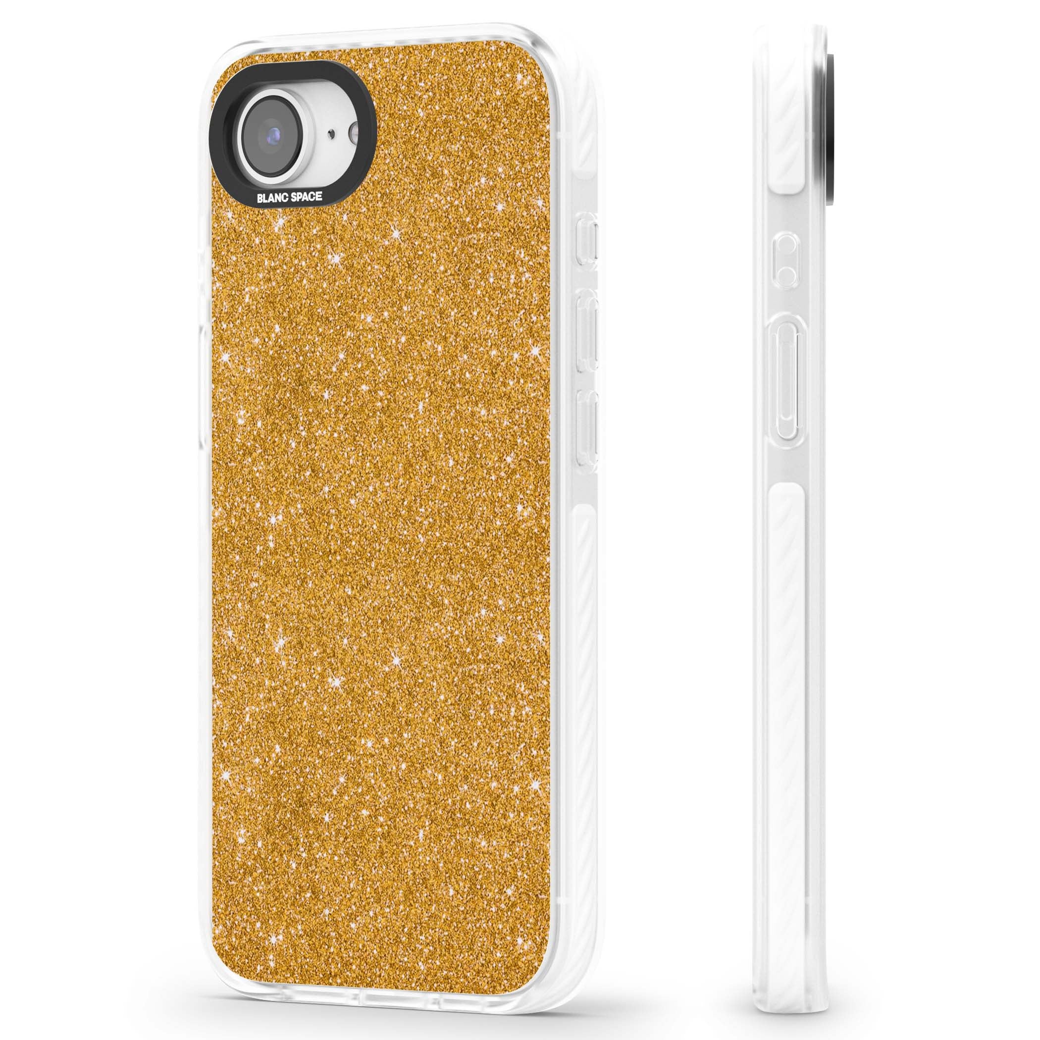 Gold Glitter gold glitter iPhone case featuring a shimmering sparkle wallpaper design in luxury gold | Impact Magsafe case for iPhone 16e, iPhone 17e