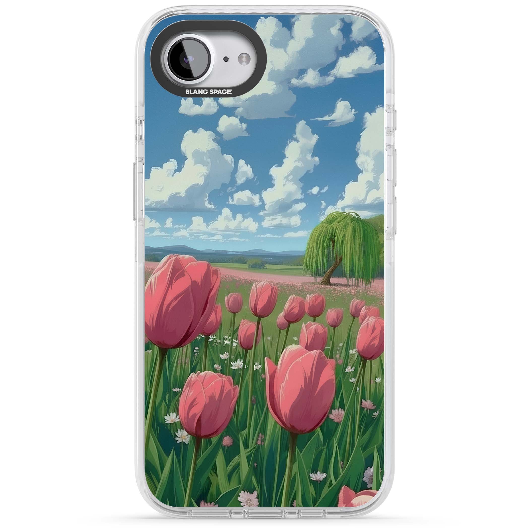 Willow By The Pink Tulips floral iPhone case | Impact Magsafe case for iPhone 16e, iPhone 17e