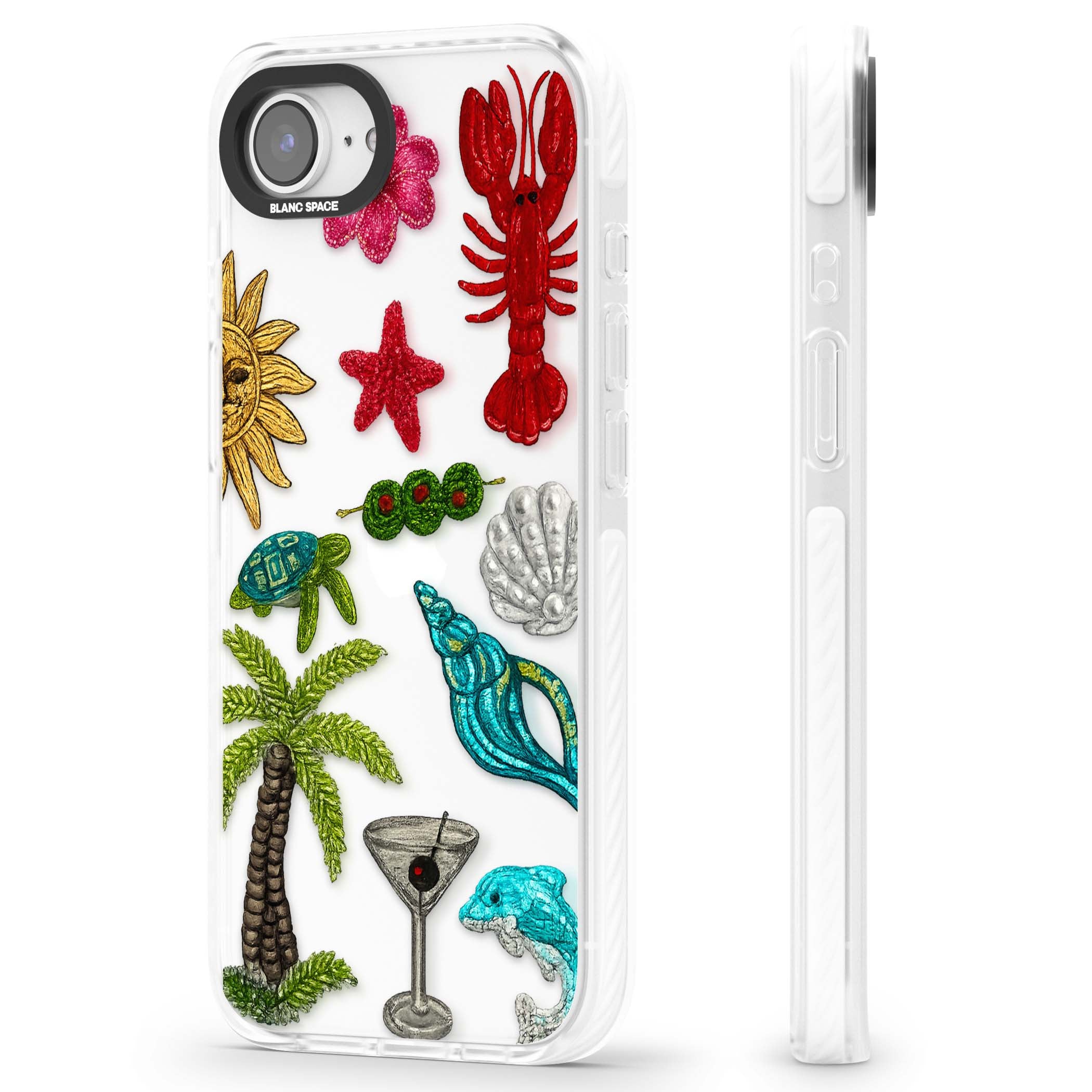Painted Coastal Pattern coastal iPhone case | Clear Impact case for iPhone 16e, iPhone 17e