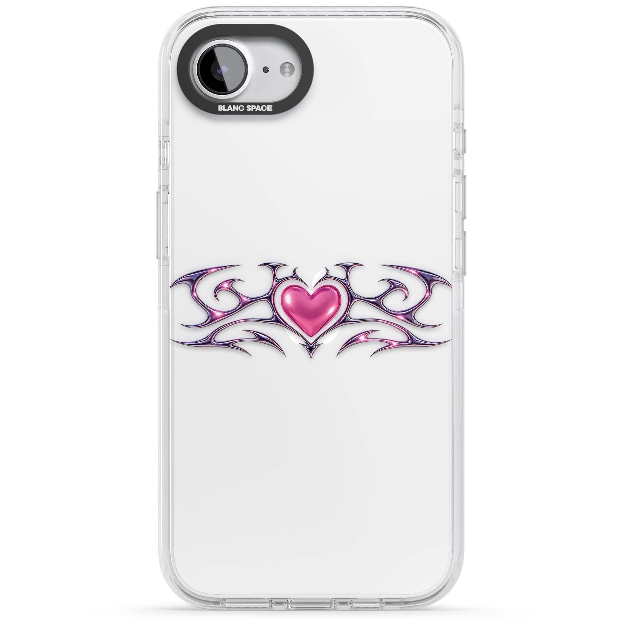 Pink Chrome Heart y2k iPhone case | Clear Impact case for iPhone 16e, iPhone 17e