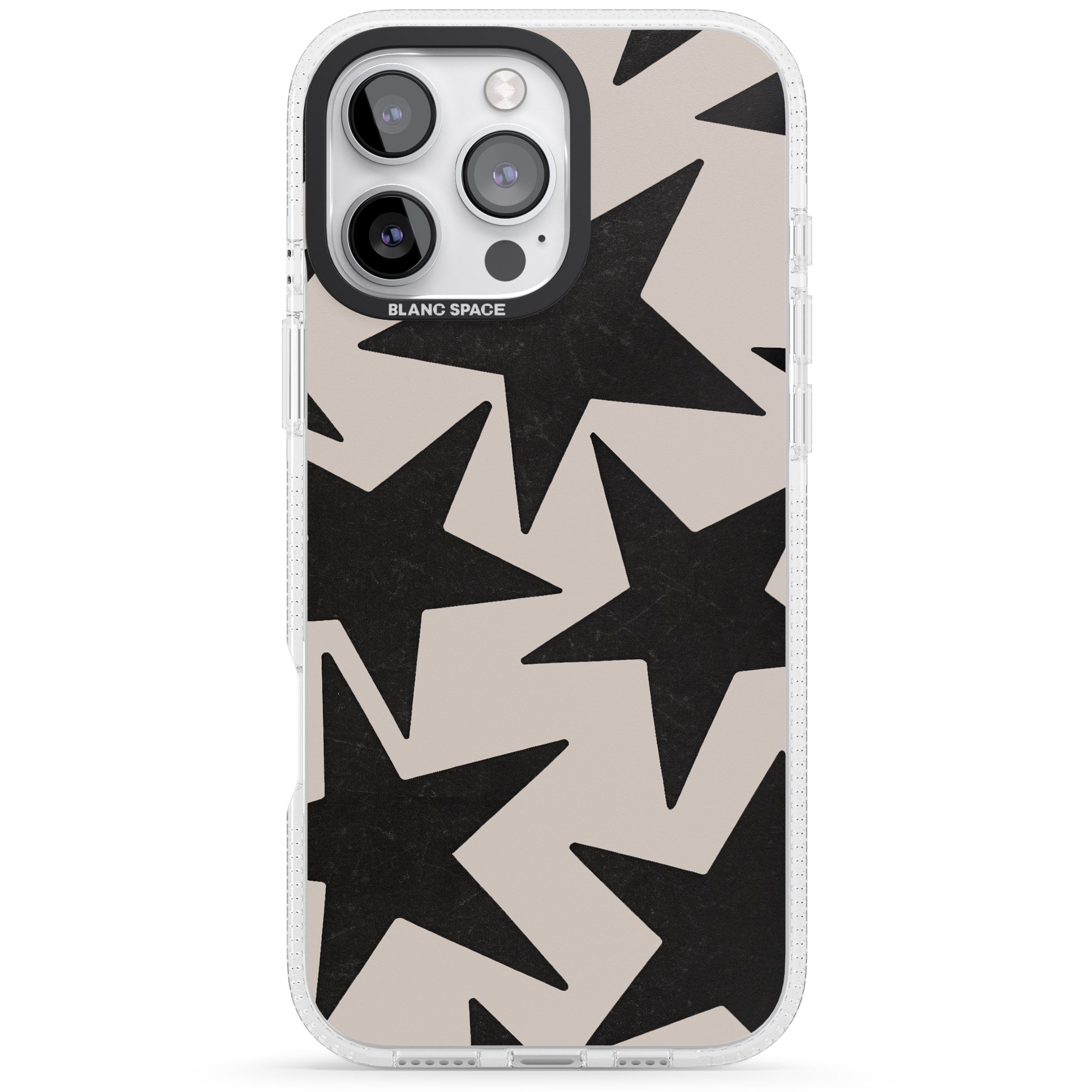 Black Superstars iPhone 16 Pro Max / 16 Pro Clear Case Impact Air - Blanc Space