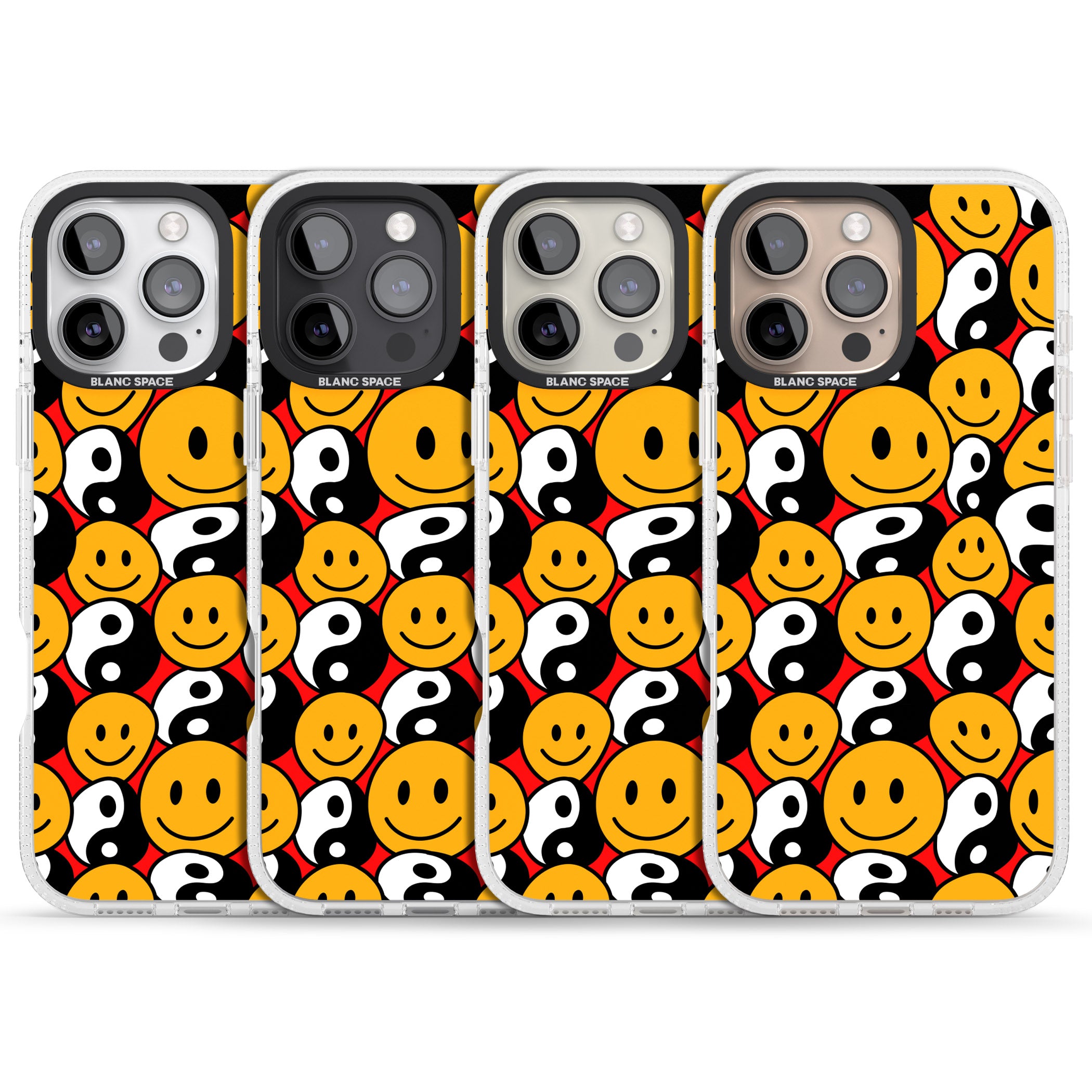Yin Yang & Faces iPhone 16 Pro Max / 16 Pro Clear Case Impact Air - Blanc Space