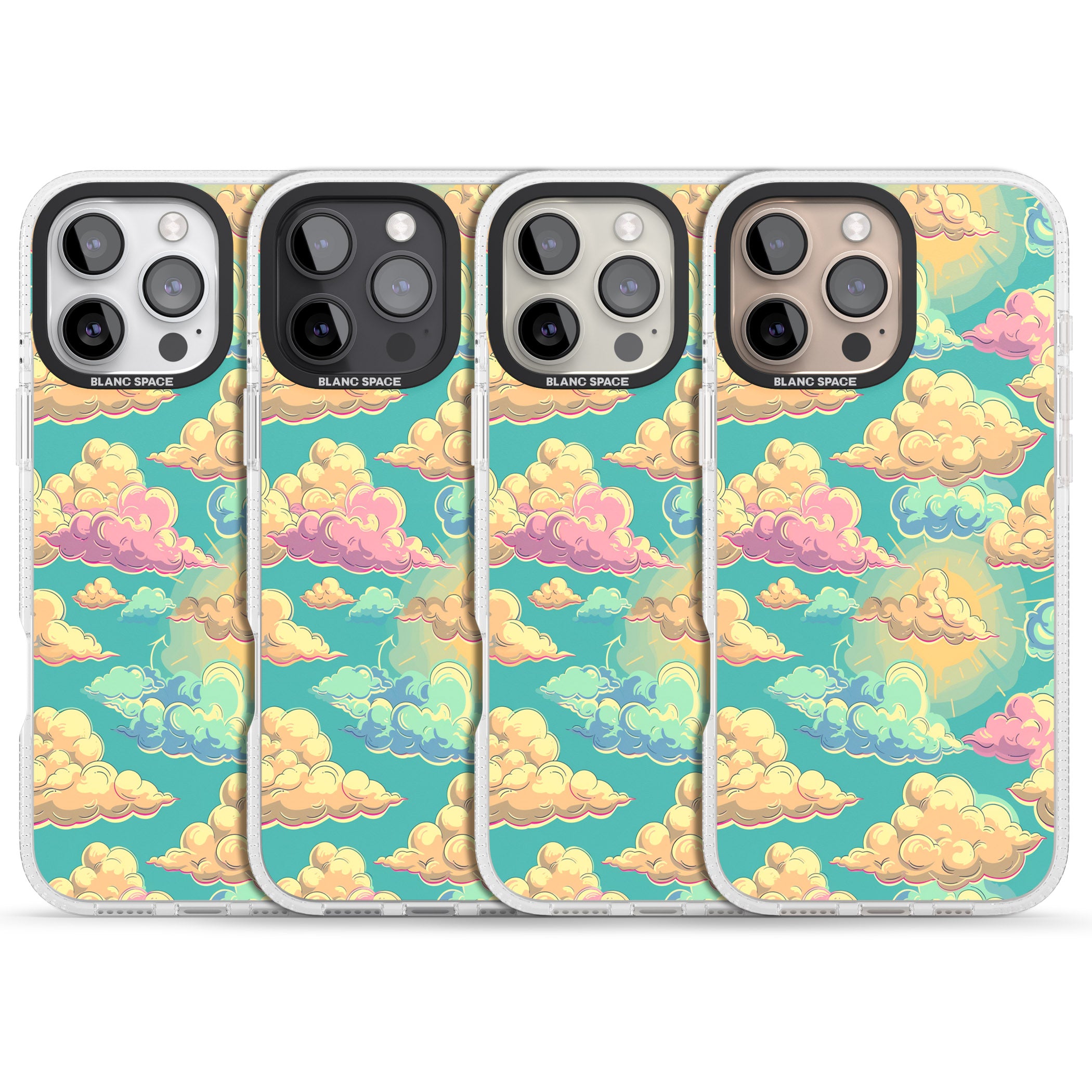Pastel Clouds iPhone 16 Pro Max / 16 Pro Clear Case Impact Air - Blanc Space