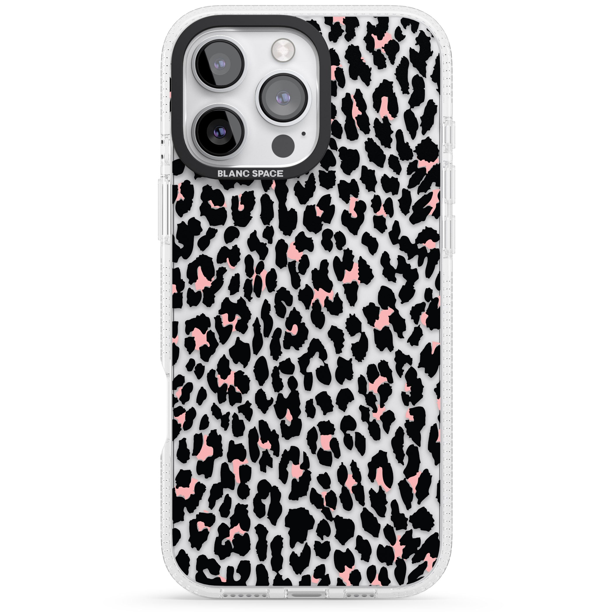 Light Pink Leopard Print - Transparent iPhone 16 Pro Max / 16 Pro Clear Case Impact Air - Blanc Space