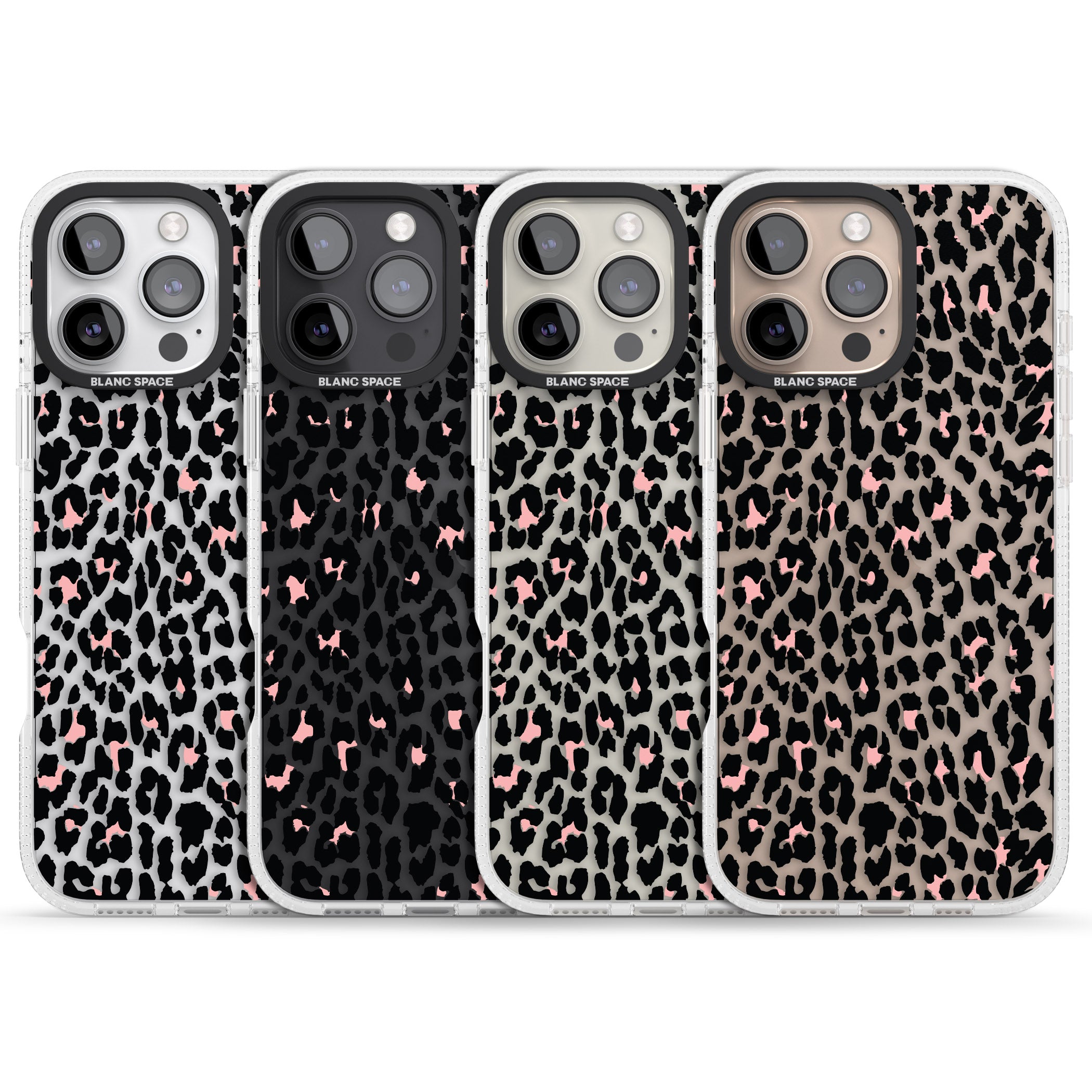 Light Pink Leopard Print - Transparent iPhone 16 Pro Max / 16 Pro Clear Case Impact Air - Blanc Space