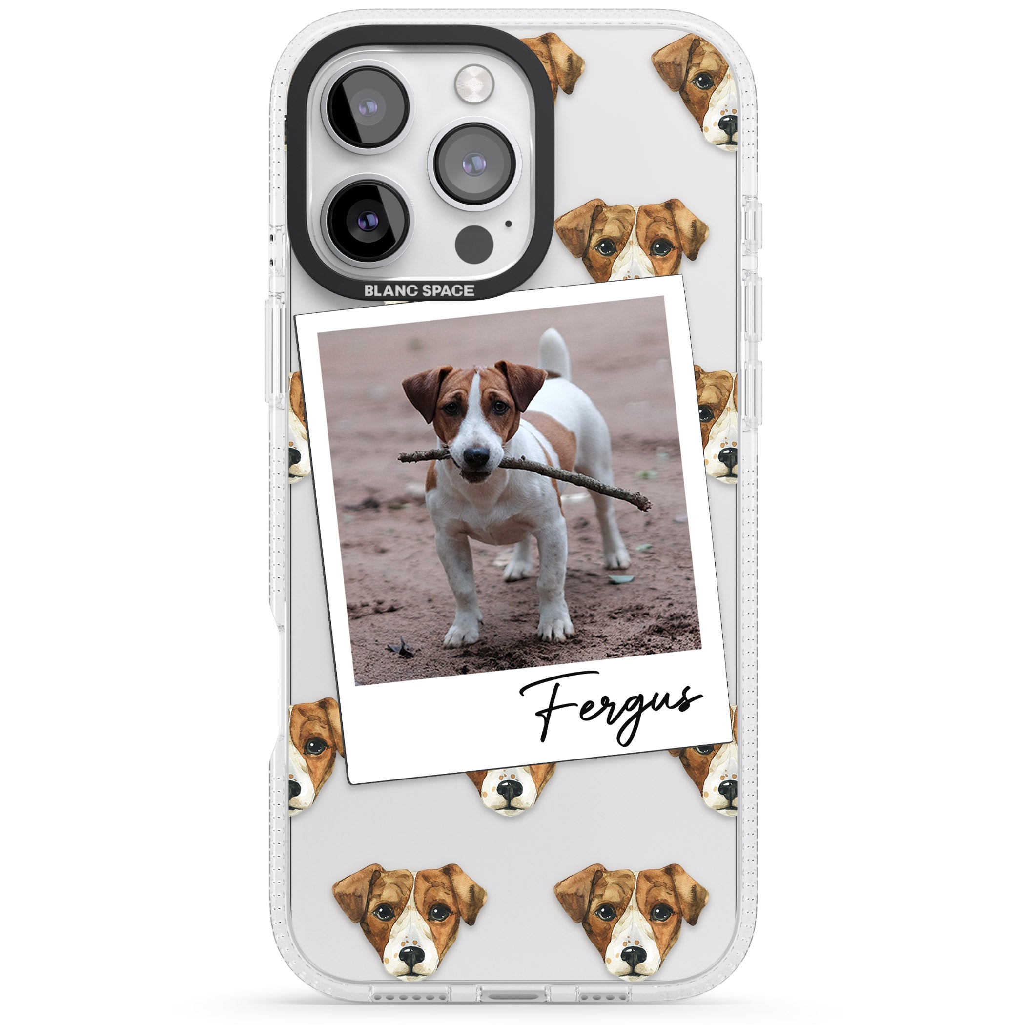 Personalised Jack Russell - Dog Photo iPhone 16 Pro Max / 16 Pro Clear Case Impact Air - Blanc Space