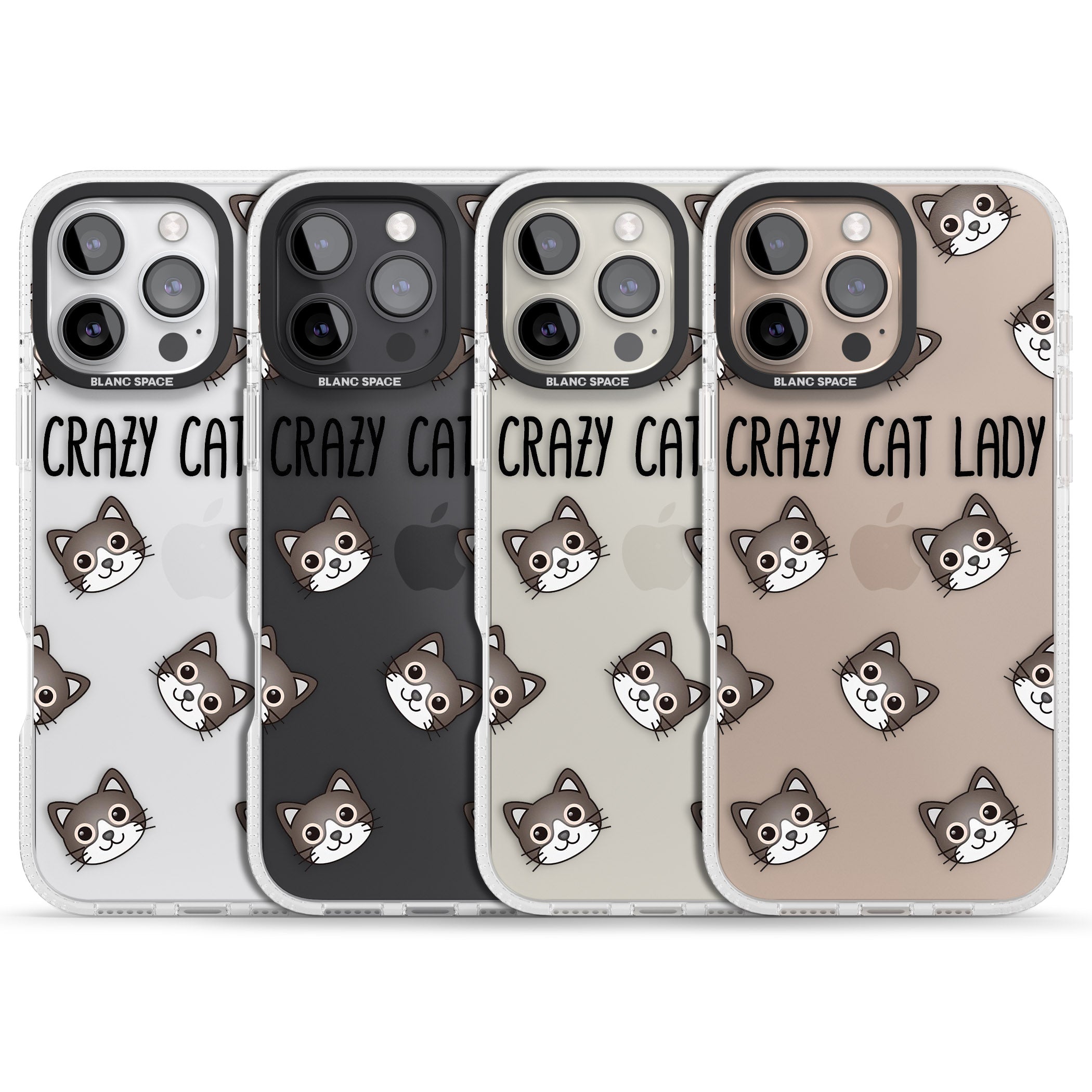 Crazy Cat Lady iPhone 16 Pro Max / 16 Pro Clear Case Impact Air - Blanc Space