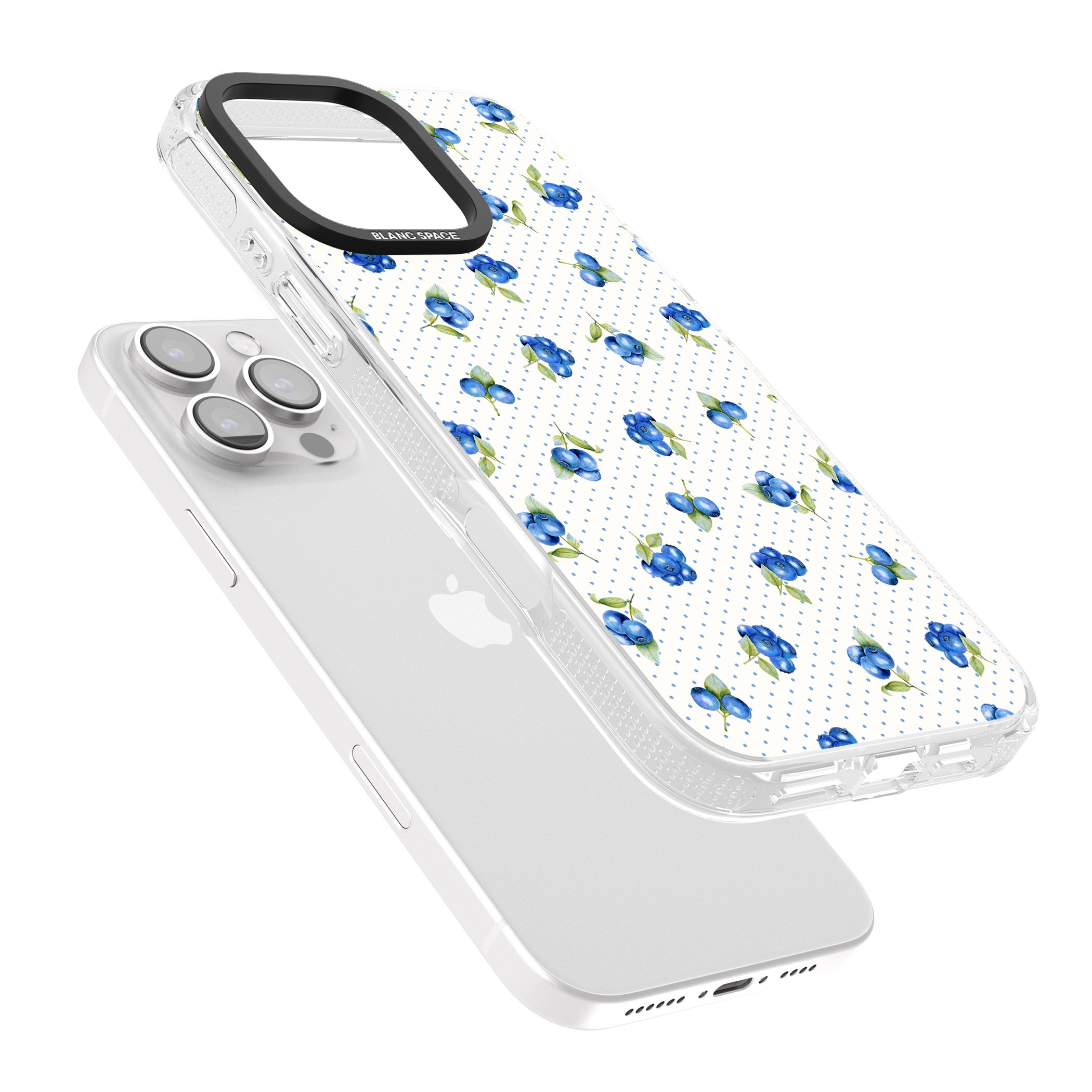Blueberry Picnic iPhone 16 Pro Max / 16 Pro Clear Case Impact Air - Blanc Space