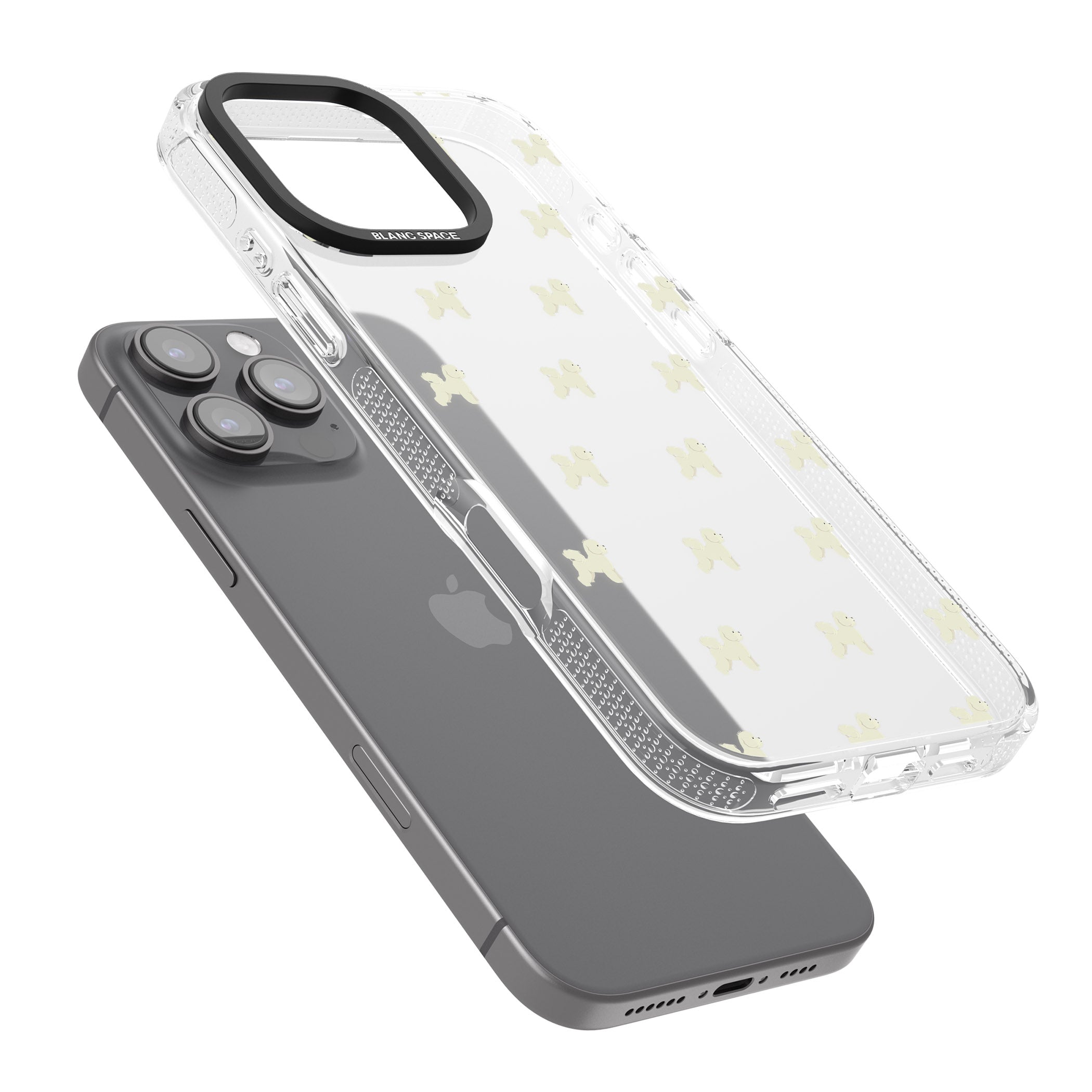 Bichon Frise Dog Pattern Clear iPhone 16 Pro Max / 16 Pro Clear Case Impact Air - Blanc Space
