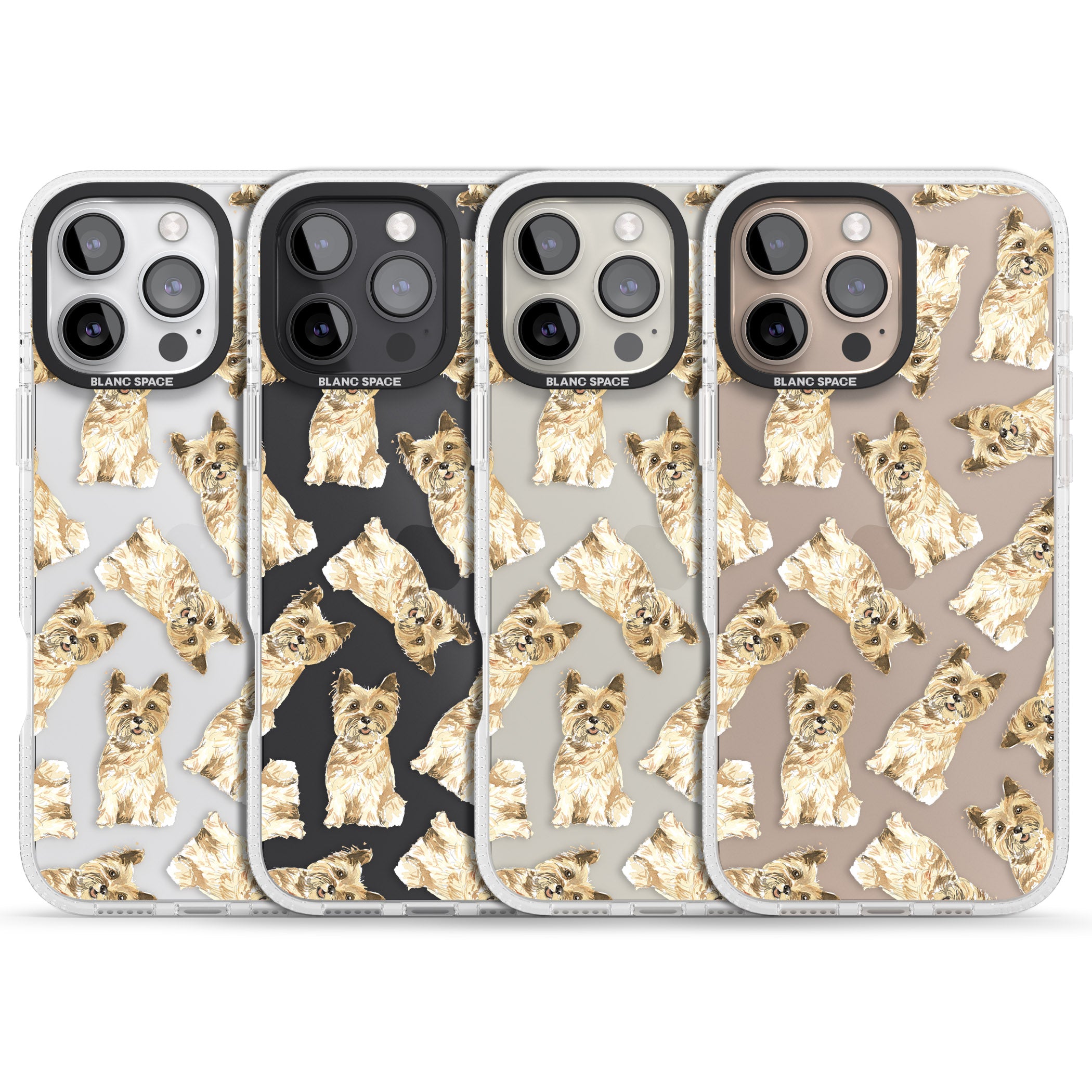 Cairn Terrier Watercolour Dog Pattern iPhone 16 Pro Max / 16 Pro Clear Case Impact Air - Blanc Space