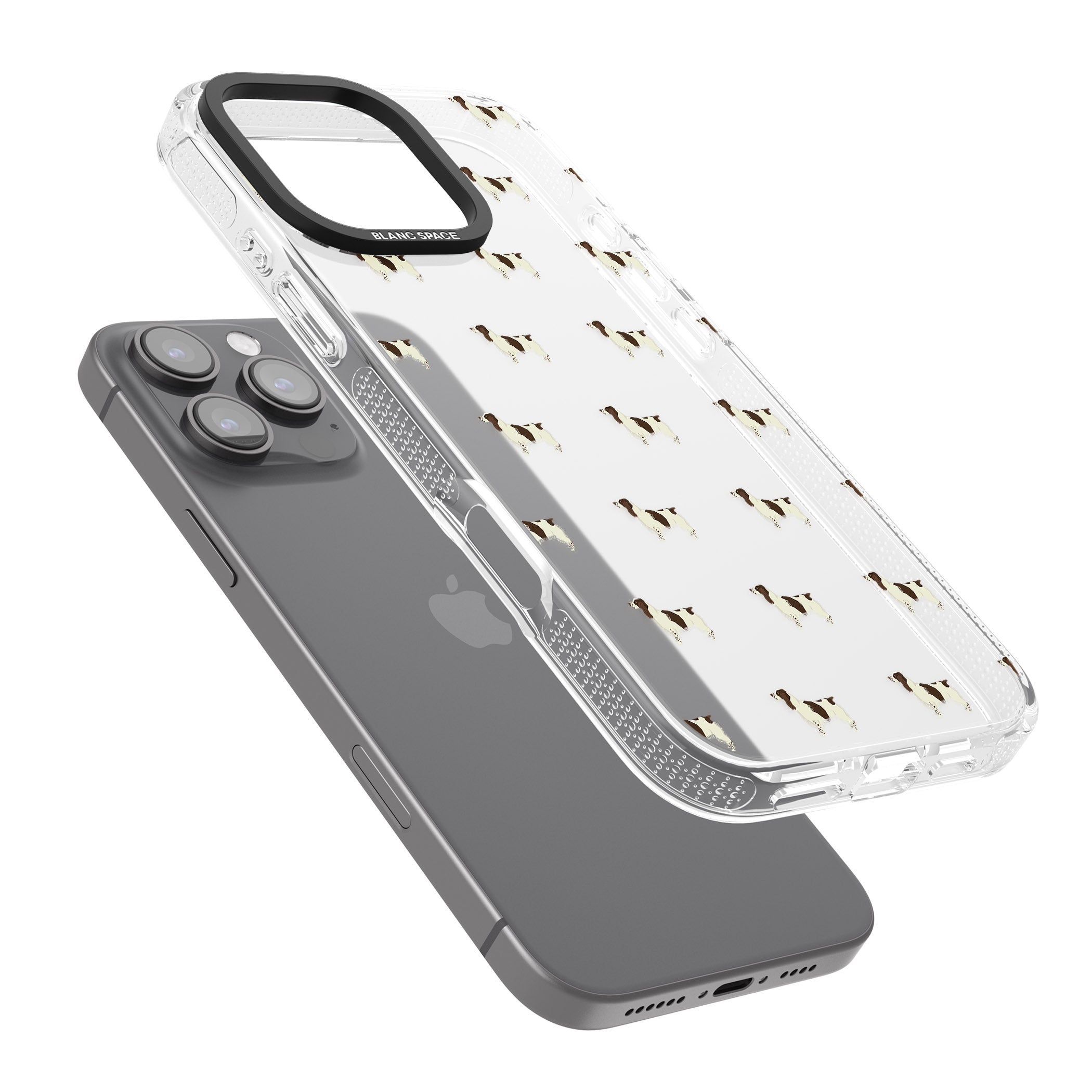 English Springer Spaniel Dog Pattern Clear iPhone 16 Pro Max / 16 Pro Clear Case Impact Air - Blanc Space