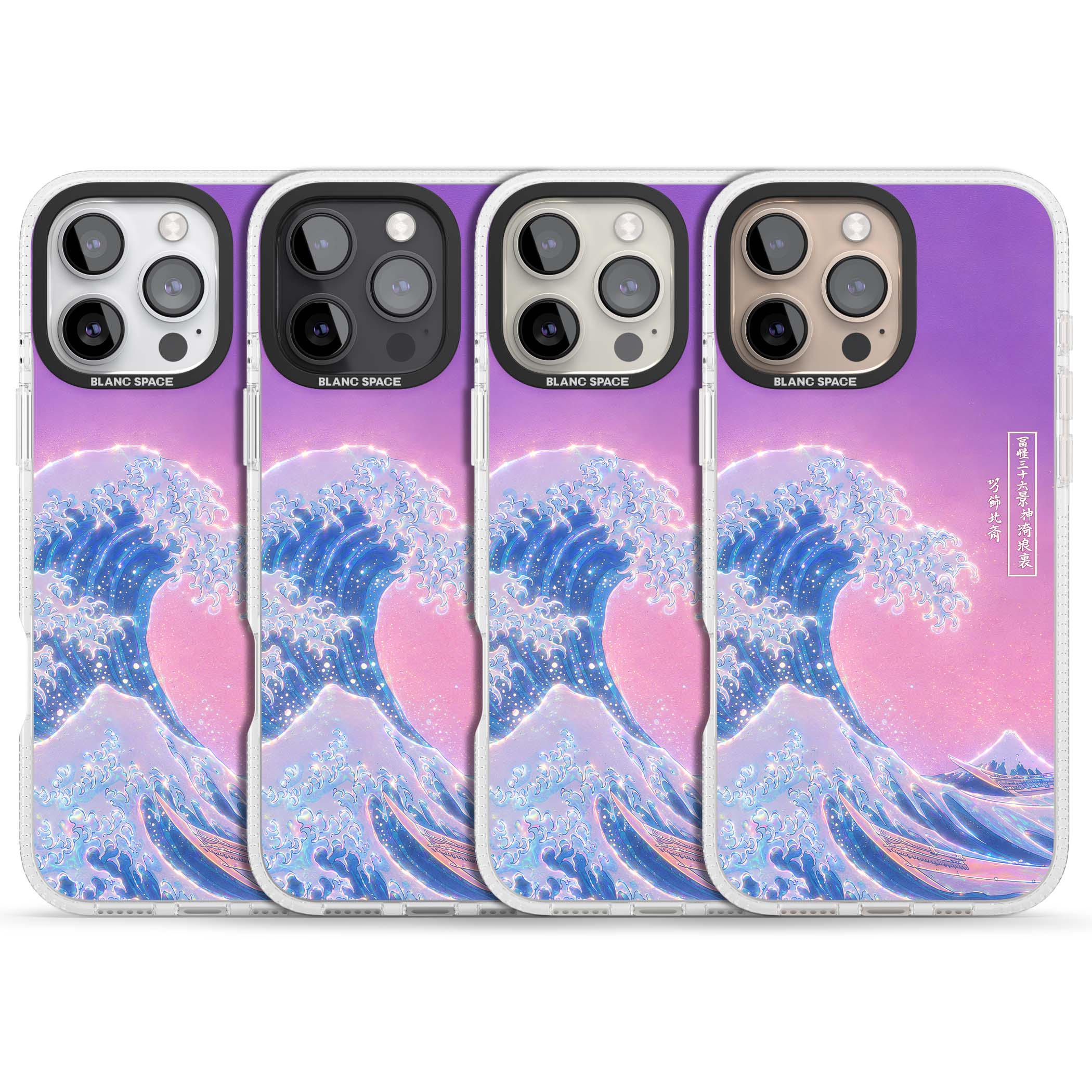 The Great Opal Wave Japanese iPhone case featuring Hokusai's great wave in iridescent pastels with lilac sky and Mou | Clear Case Impact Air case for iPhone 16 Pro, iPhone 16 Pro Max