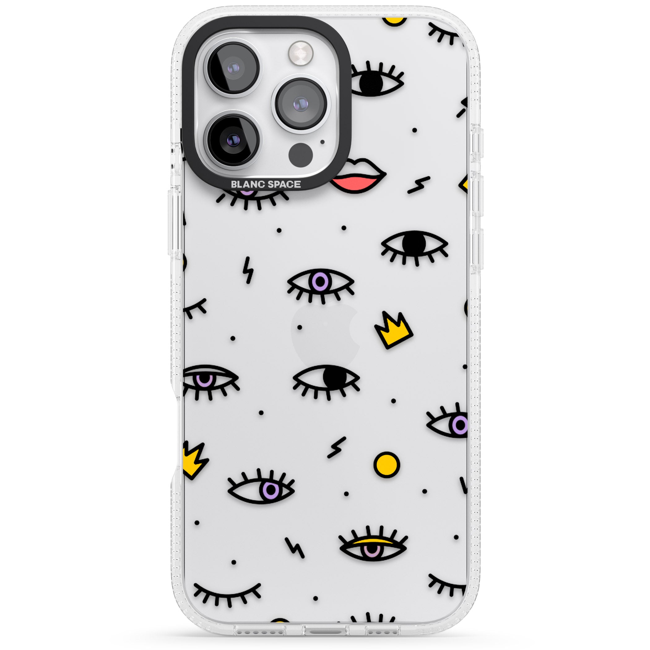 Eyes & Lips Icons iPhone 16 Pro Max / 16 Pro Clear Case Impact Air - Blanc Space