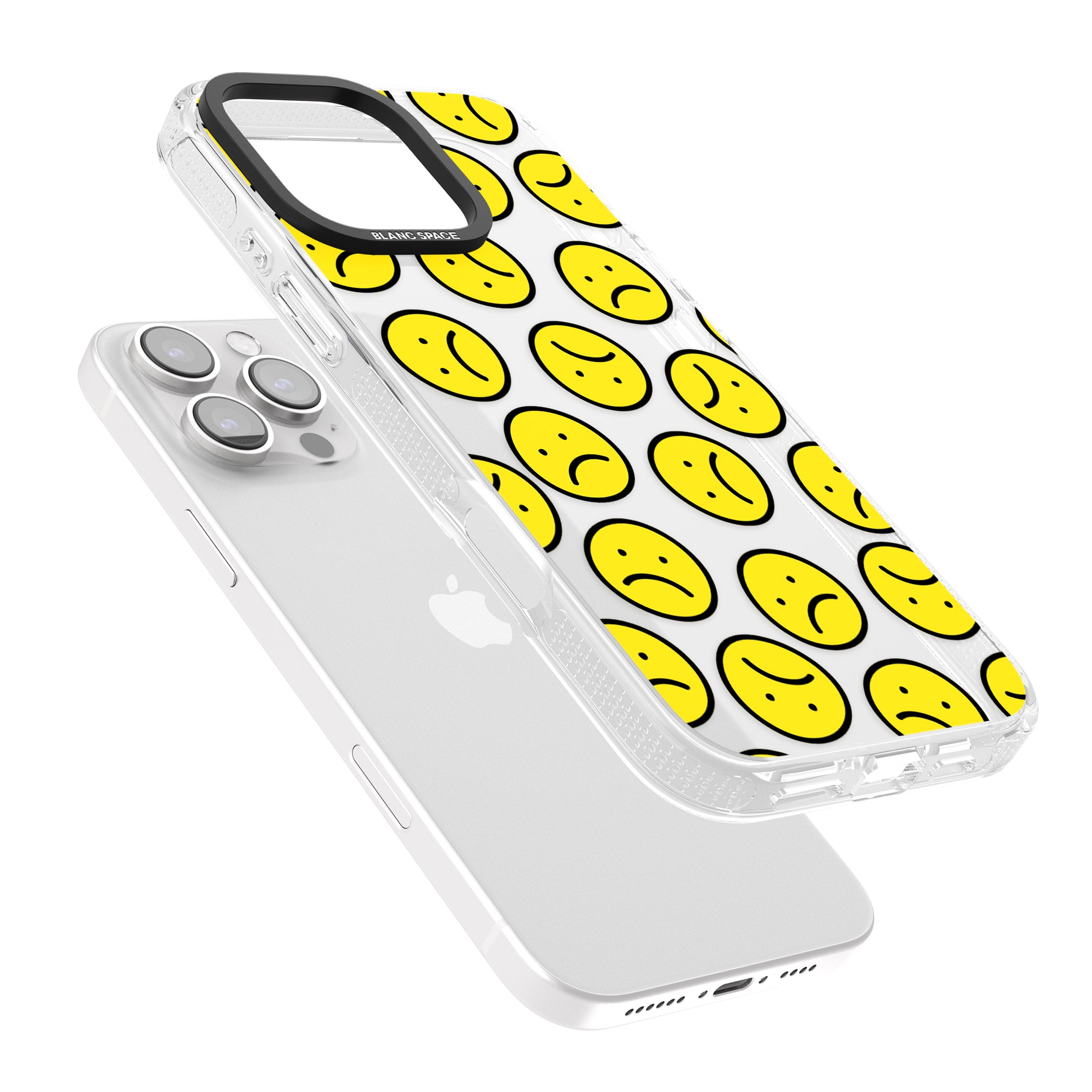 Sad Face Clear Pattern iPhone 16 Pro Max / 16 Pro Clear Case Impact Air - Blanc Space