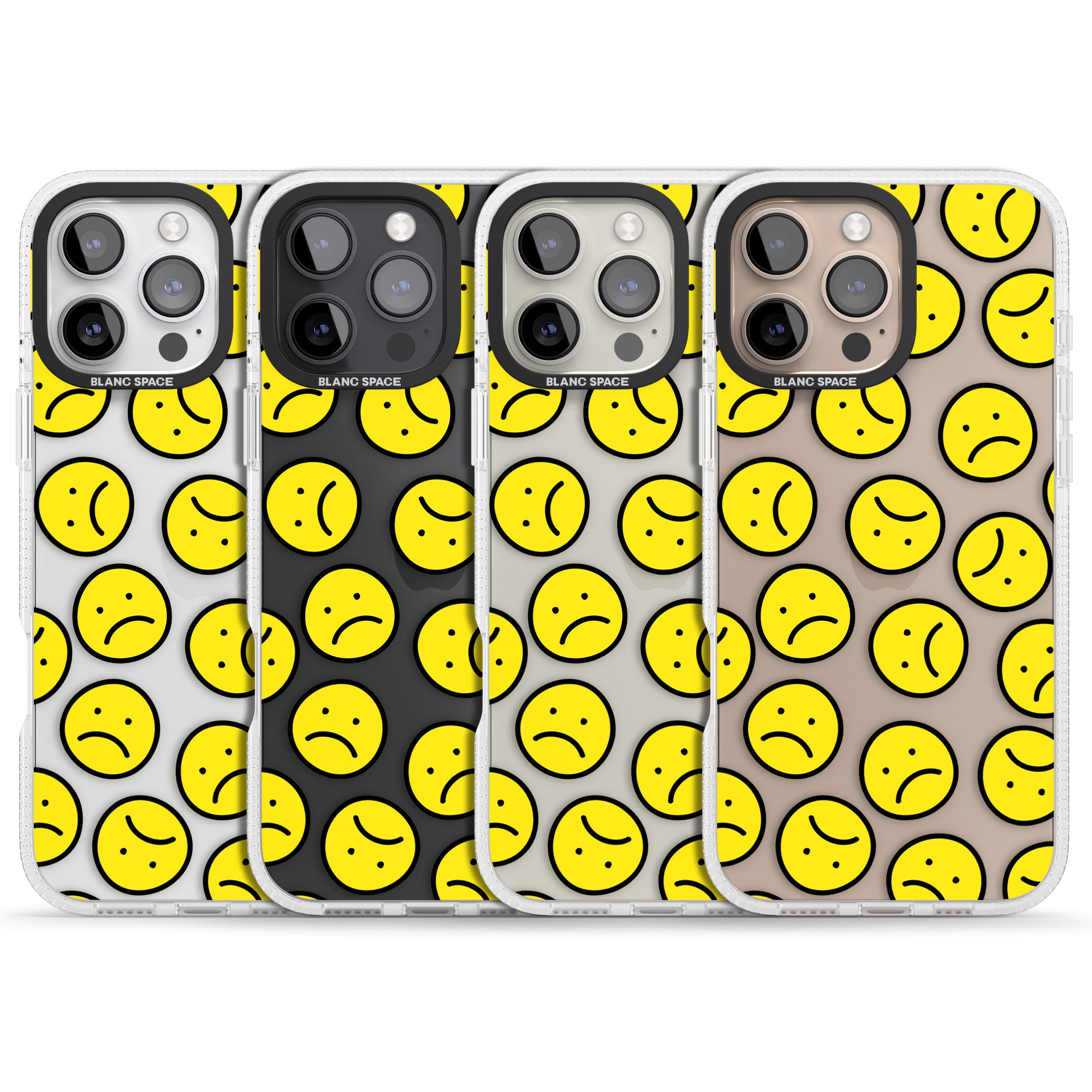 Sad Face Clear Pattern iPhone 16 Pro Max / 16 Pro Clear Case Impact Air - Blanc Space