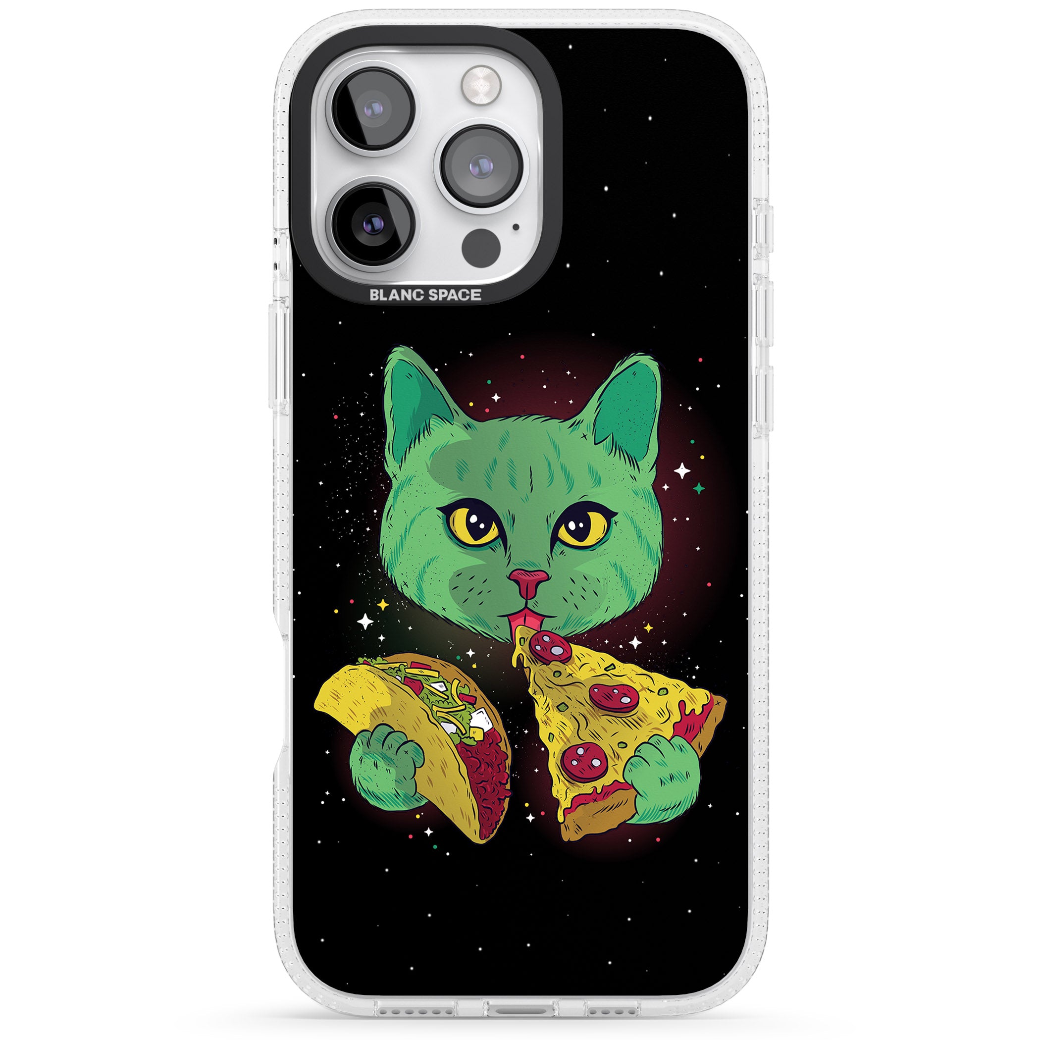 Pizza Purr iPhone 16 Pro Max / 16 Pro Clear Case Impact Air - Blanc Space