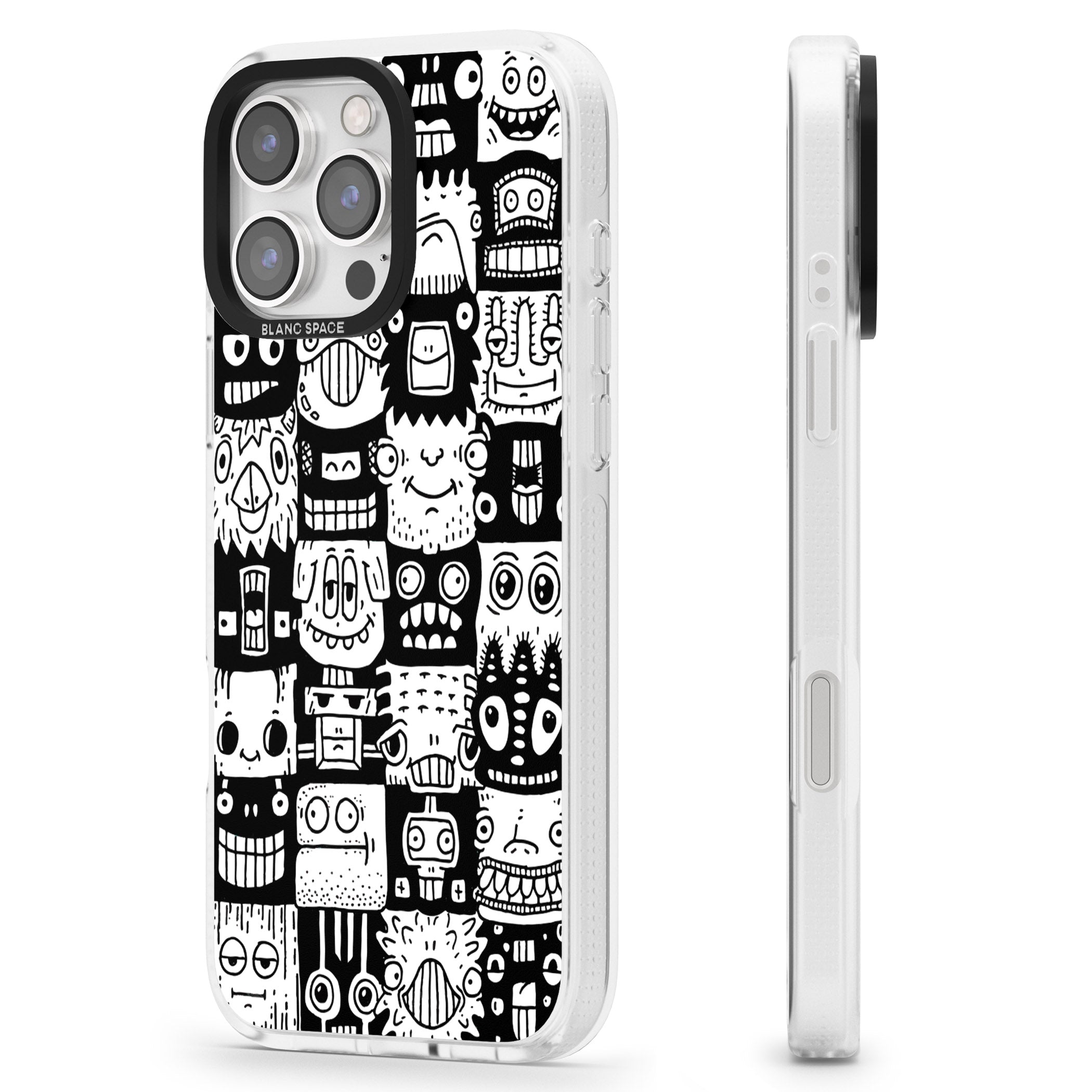 Checkerboard Heads iPhone 16 Pro Max / 16 Pro Clear Case Impact Air - Blanc Space