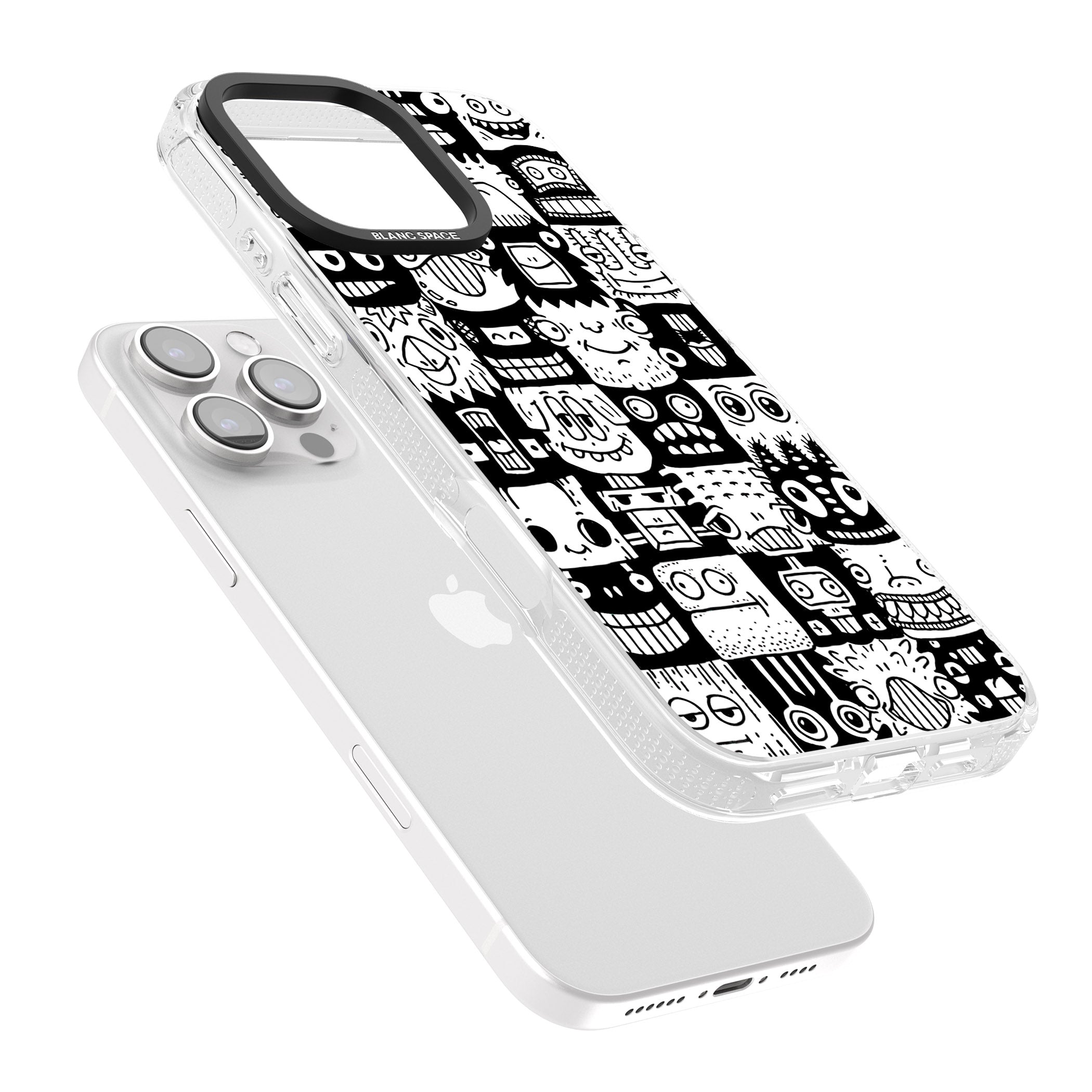 Checkerboard Heads iPhone 16 Pro Max / 16 Pro Clear Case Impact Air - Blanc Space