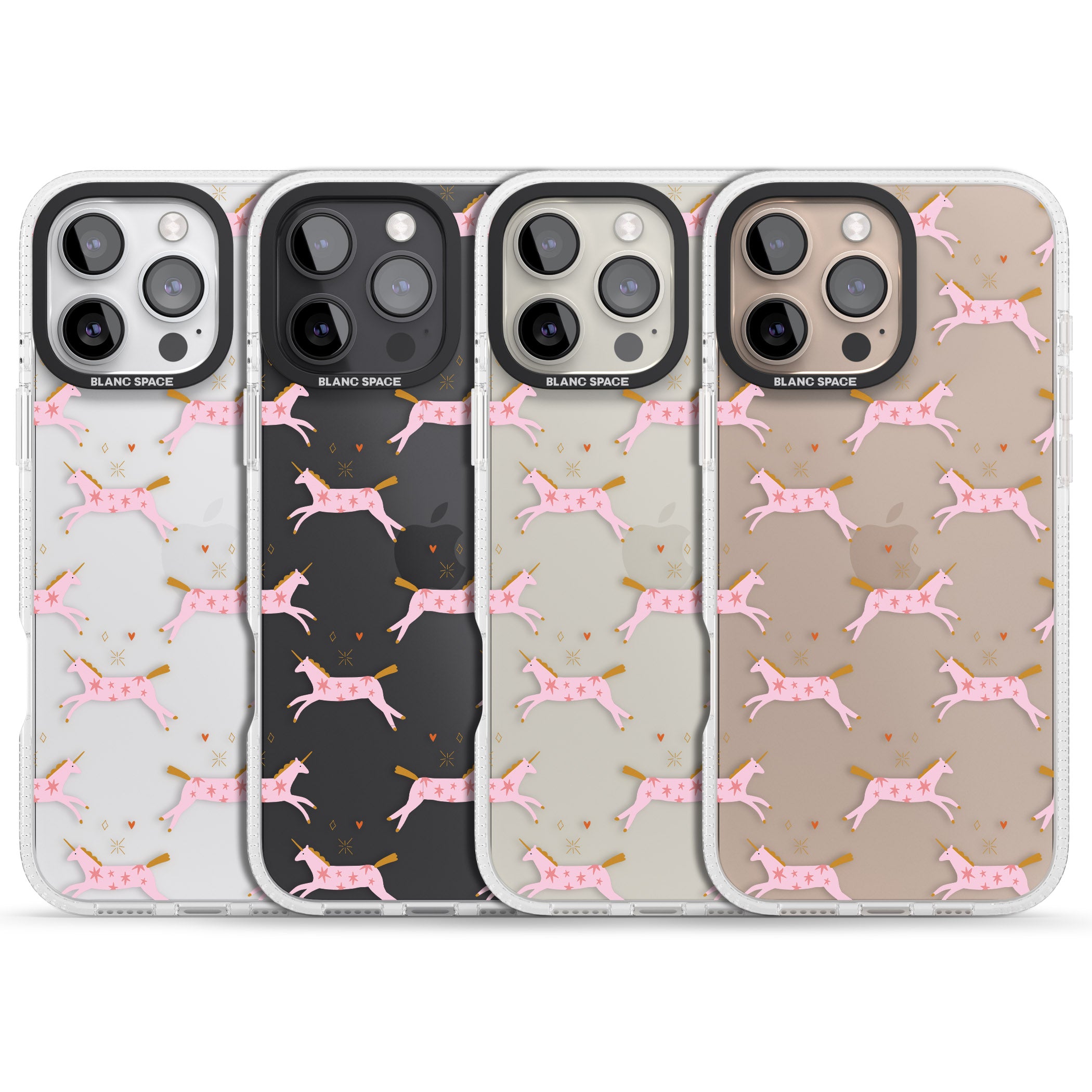Pink Unicorns iPhone 16 Pro Max / 16 Pro Clear Case Impact Air - Blanc Space