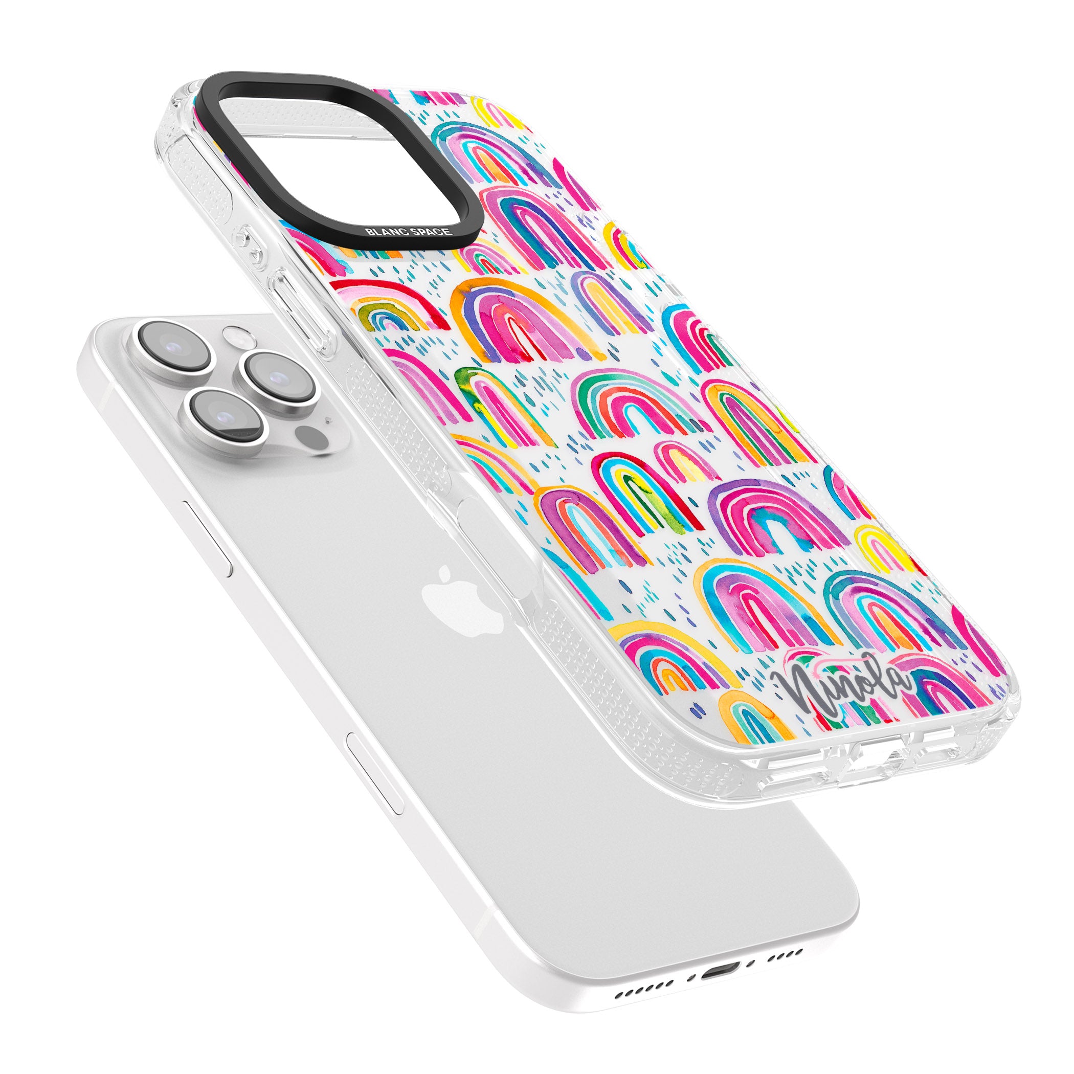 Cute Watercolor Rainbows iPhone 16 Pro Max / 16 Pro Clear Case Impact Air - Blanc Space