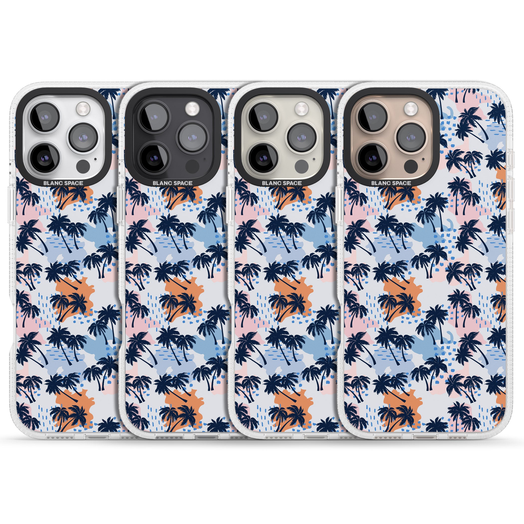 Summer Palm Trees iPhone 16 Pro Max / 16 Pro Clear Case Impact Air - Blanc Space