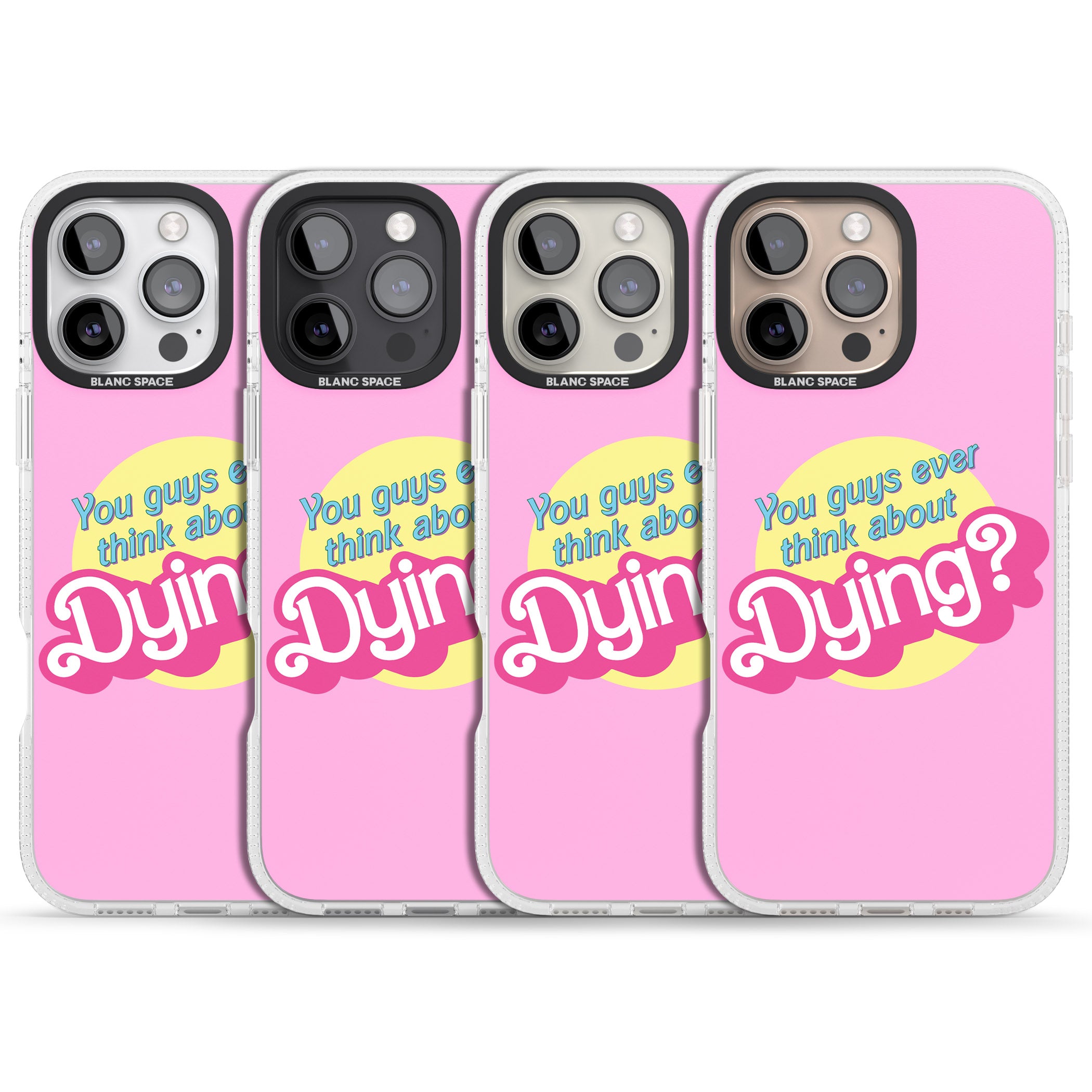 Ever Think About Dying? iPhone 16 Pro Max / 16 Pro Clear Case Impact Air - Blanc Space
