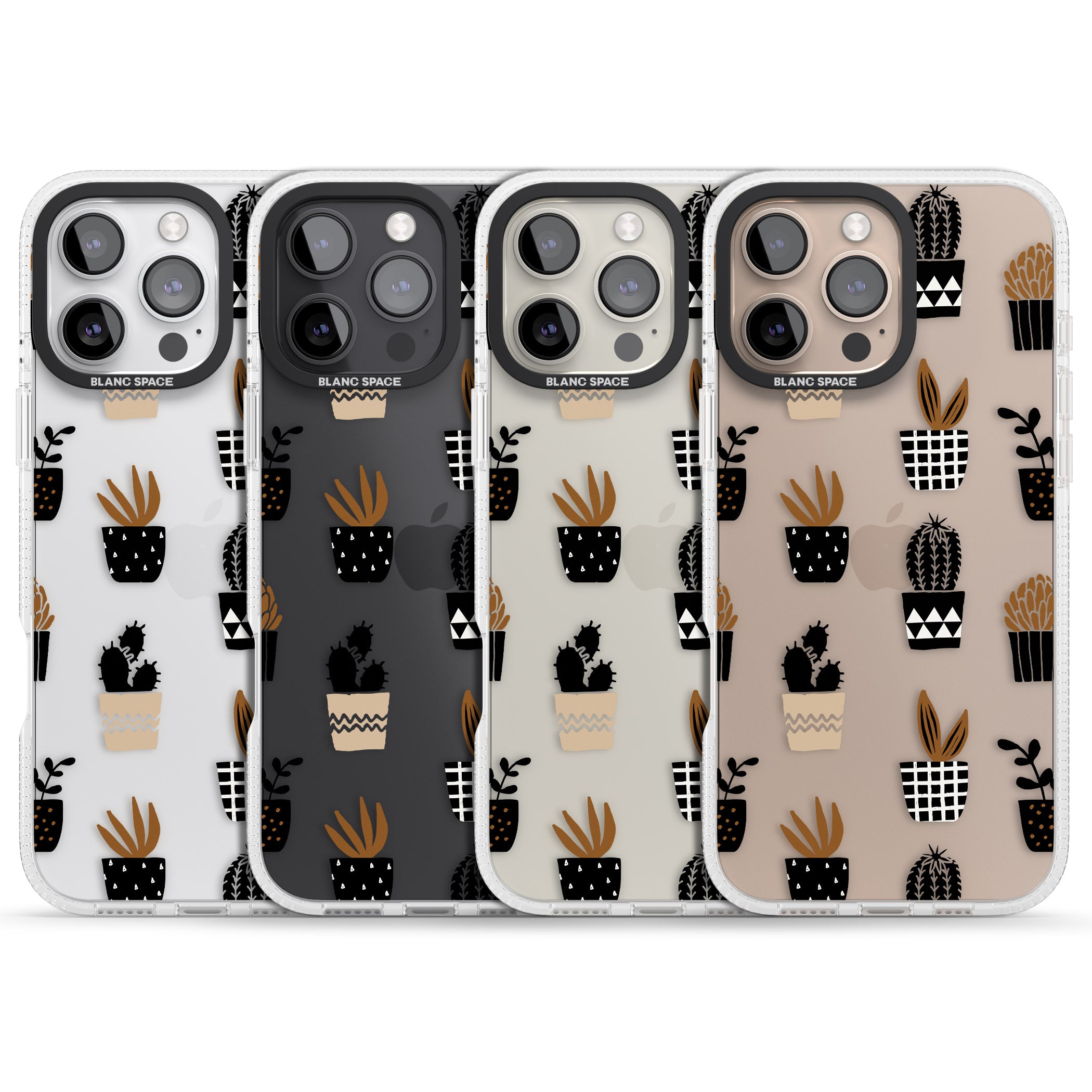 Large Mixed Plants Pattern - Clear iPhone 16 Pro Max / 16 Pro Clear Case Impact Air - Blanc Space