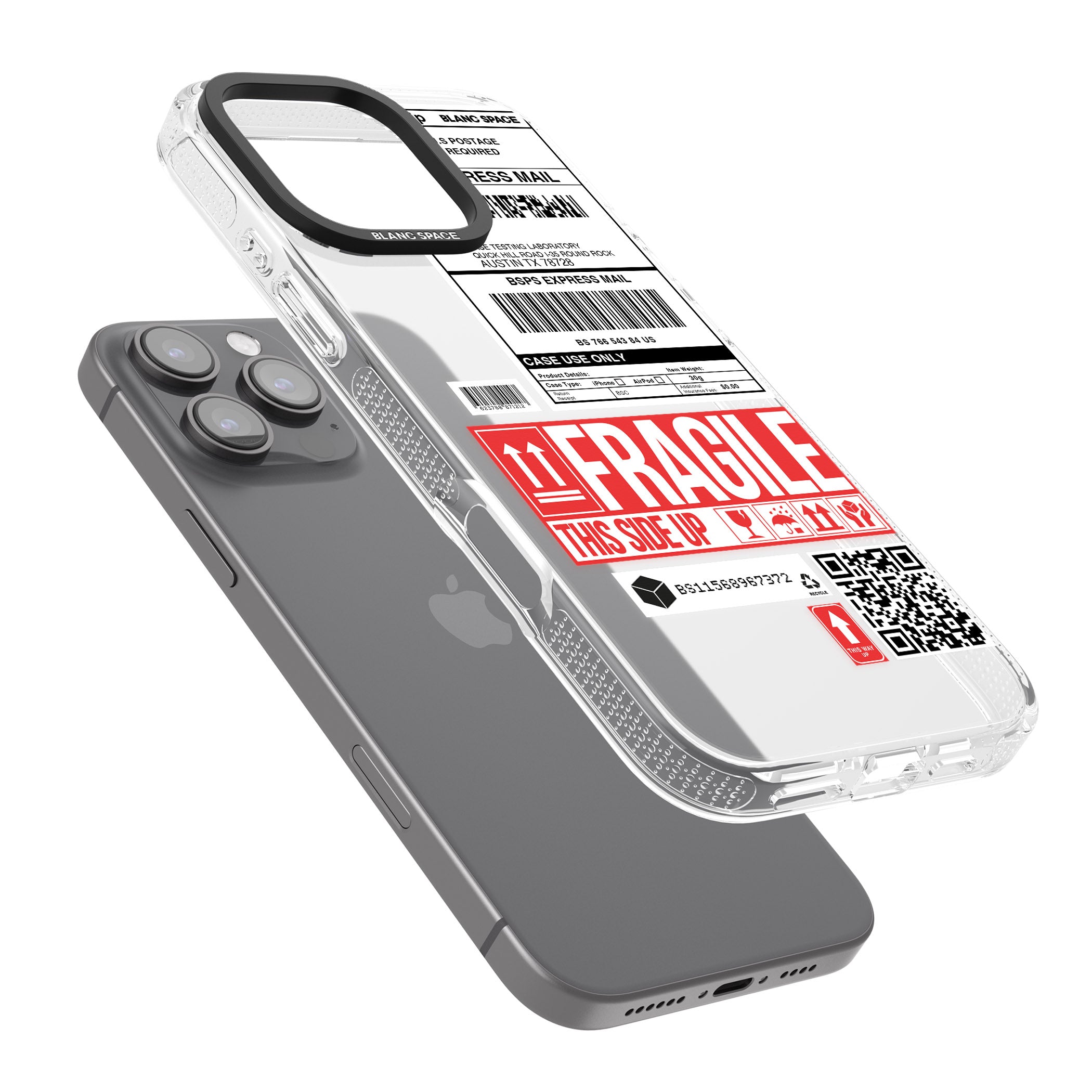 Shipping Label iPhone 16 Pro Max / 16 Pro Clear Case Impact Air - Blanc Space