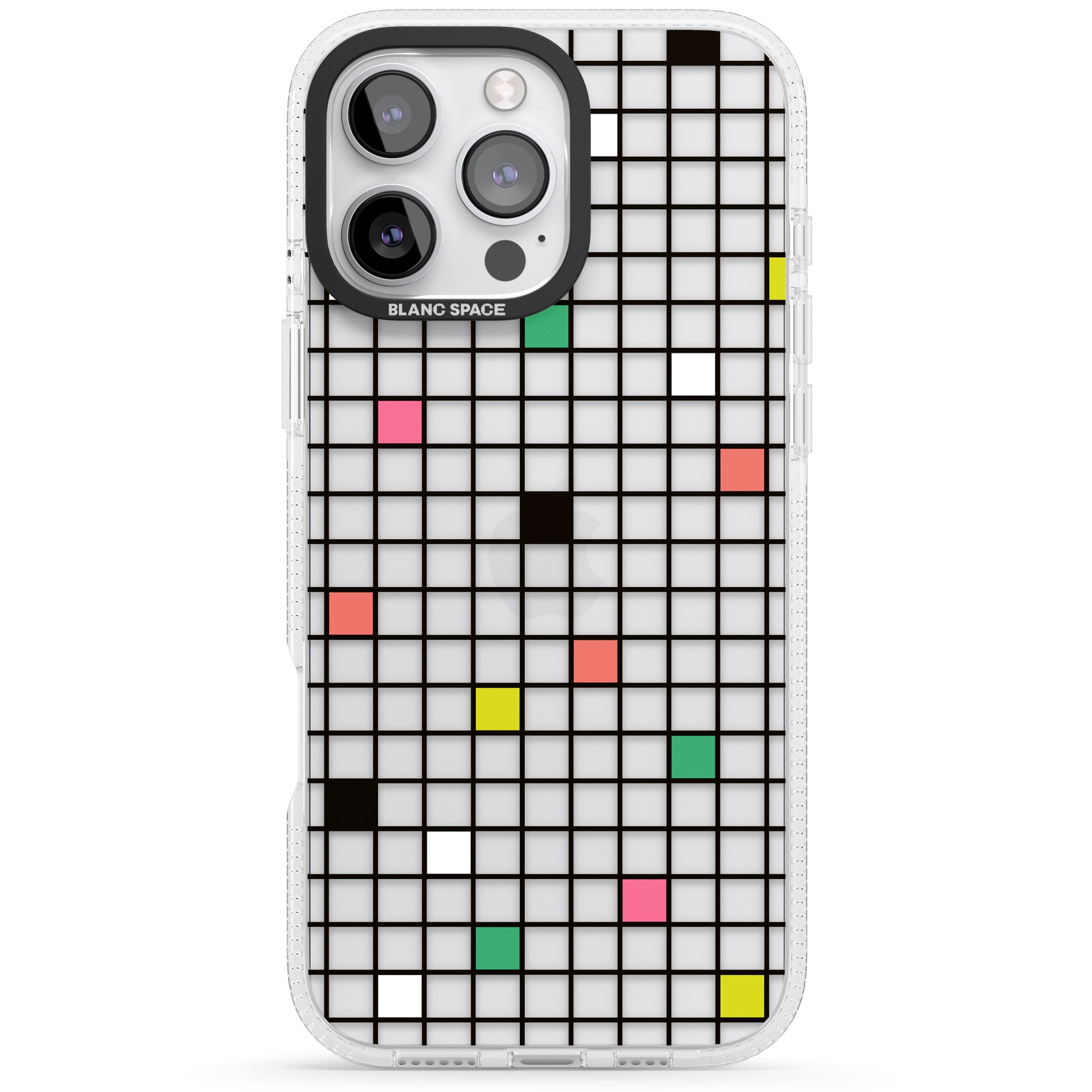 Vibrant Clear Geometric Grid iPhone 16 Pro Max / 16 Pro Clear Case Impact Air - Blanc Space