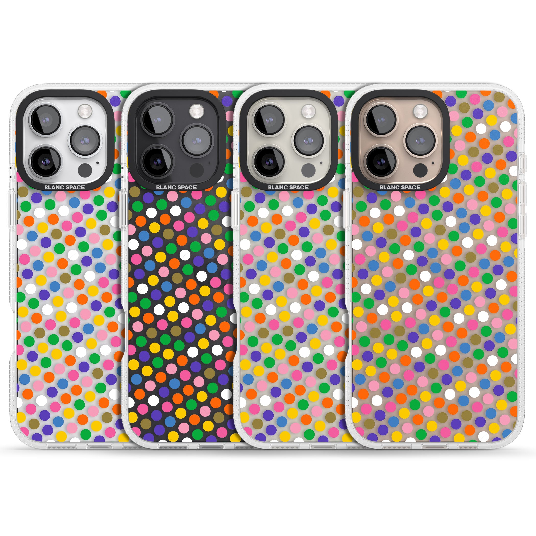 Multicolour Polka-dot Fiesta iPhone 16 Pro Max / 16 Pro Clear Case Impact Air - Blanc Space