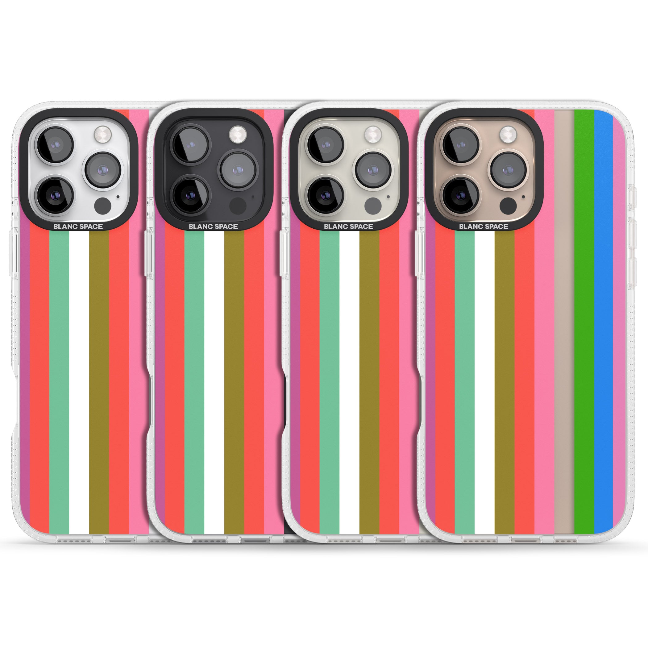 Vibrant Stripes iPhone 16 Pro Max / 16 Pro Clear Case Impact Air - Blanc Space