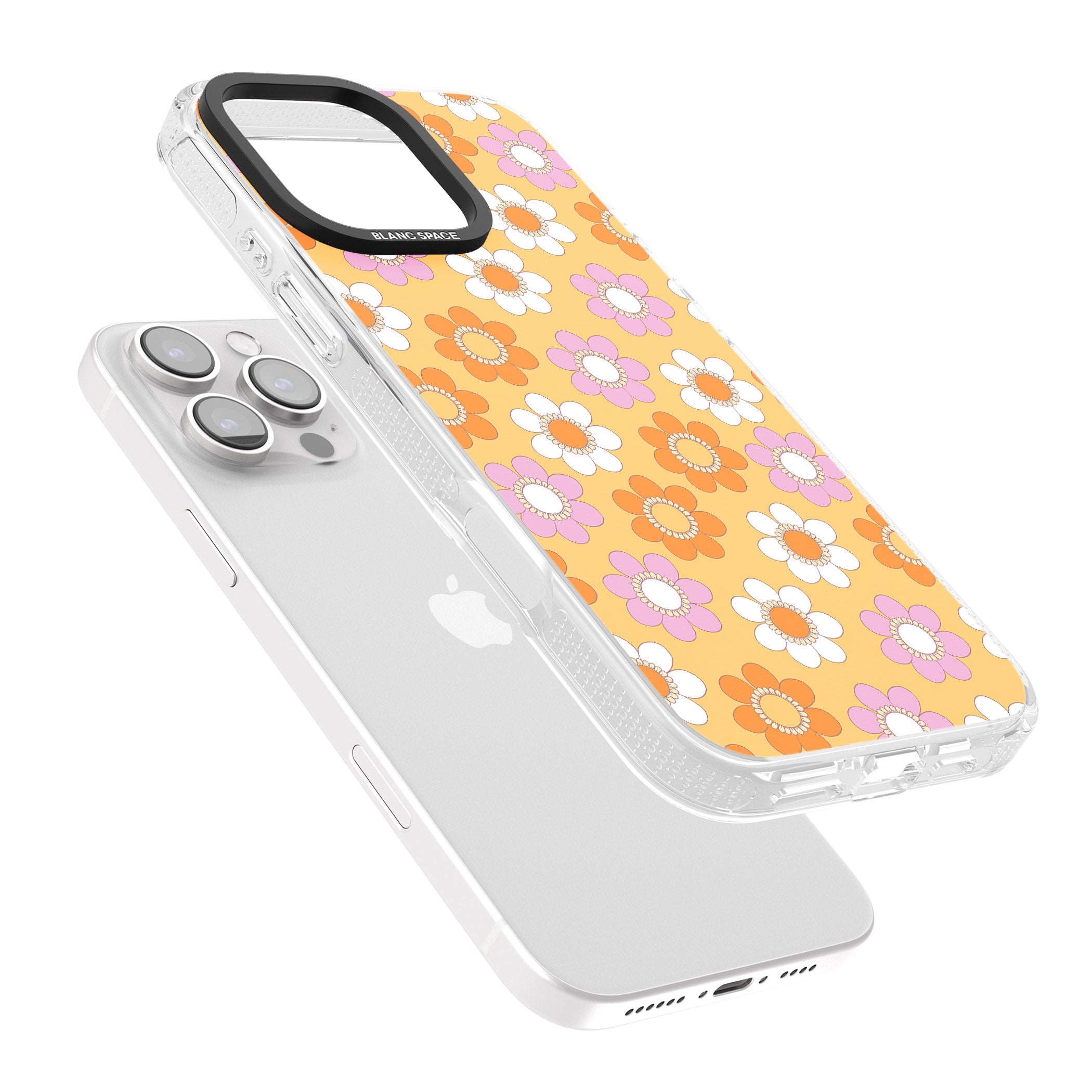 Sunny Flower Mix iPhone 16 Pro Max / 16 Pro Clear Case Impact Air - Blanc Space